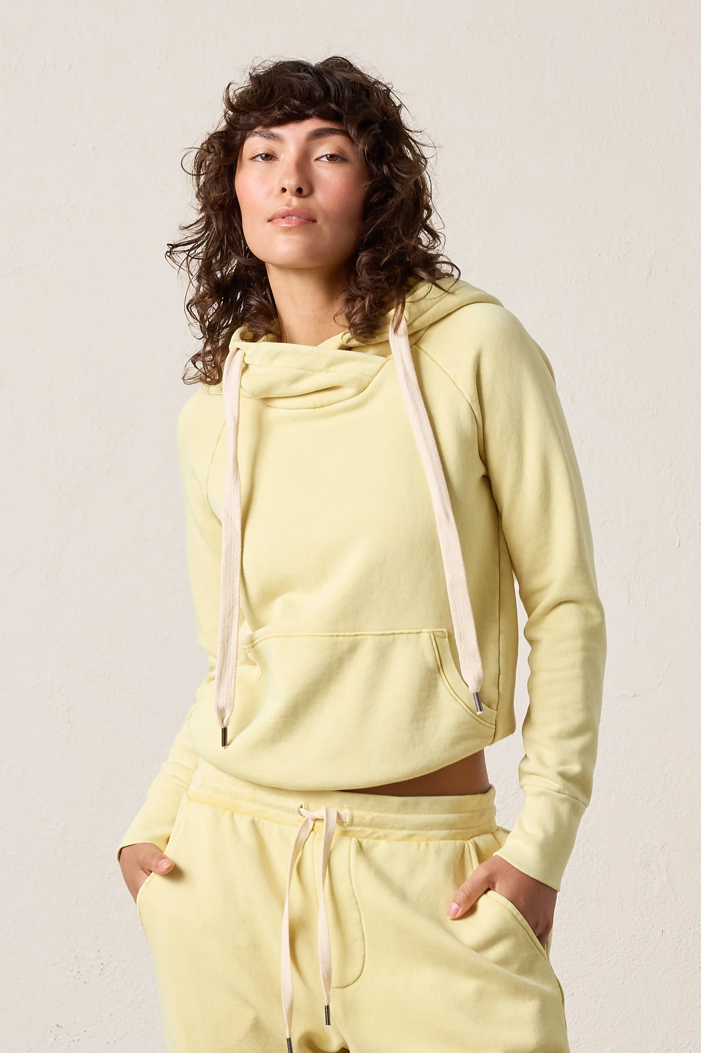 NSF Lisse Fitted Loop Terry Hoodie - Lemon Perl - Renuaun