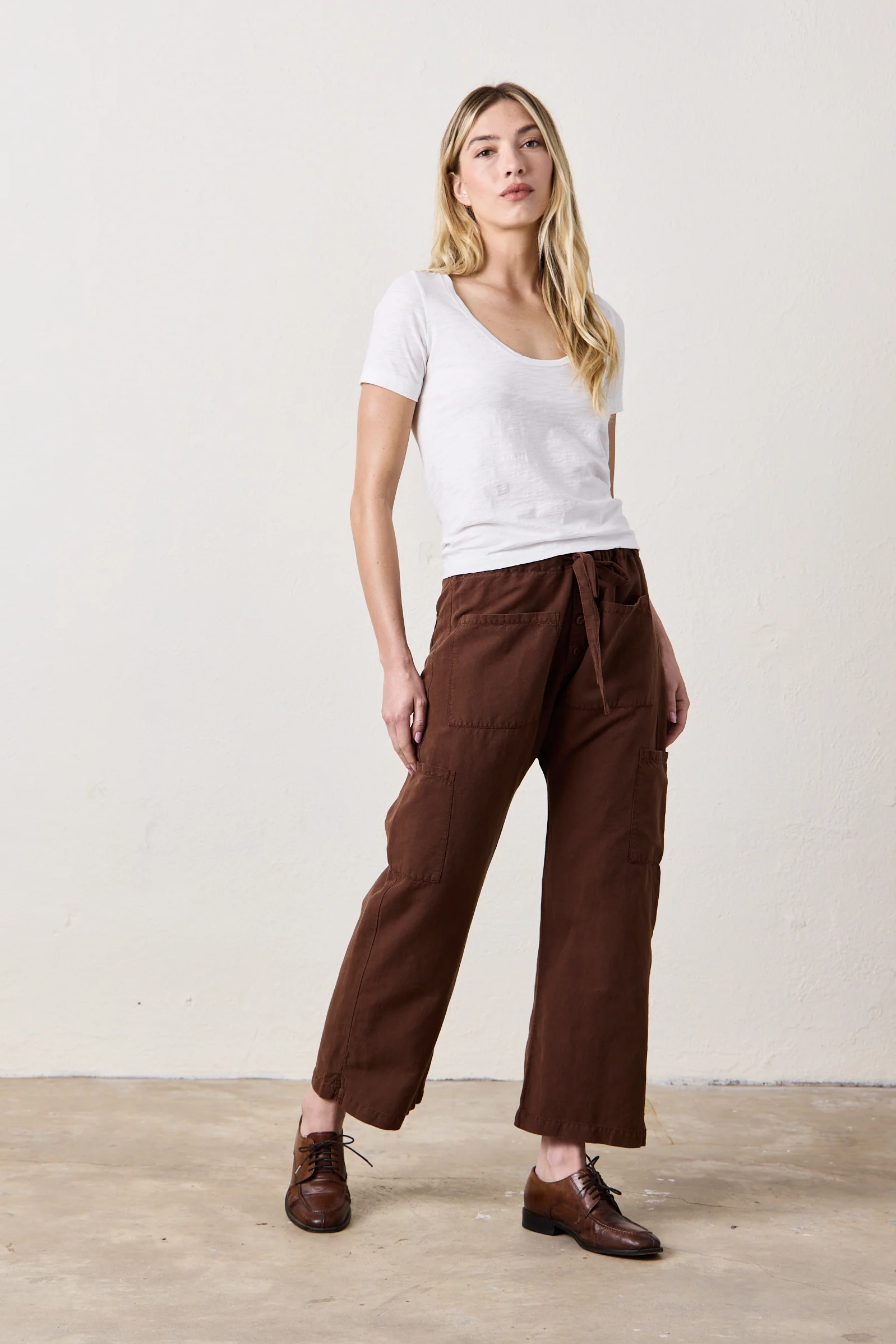 NSF Carlson Linen Cotton Tie Pant - Brindle - Renuaun
