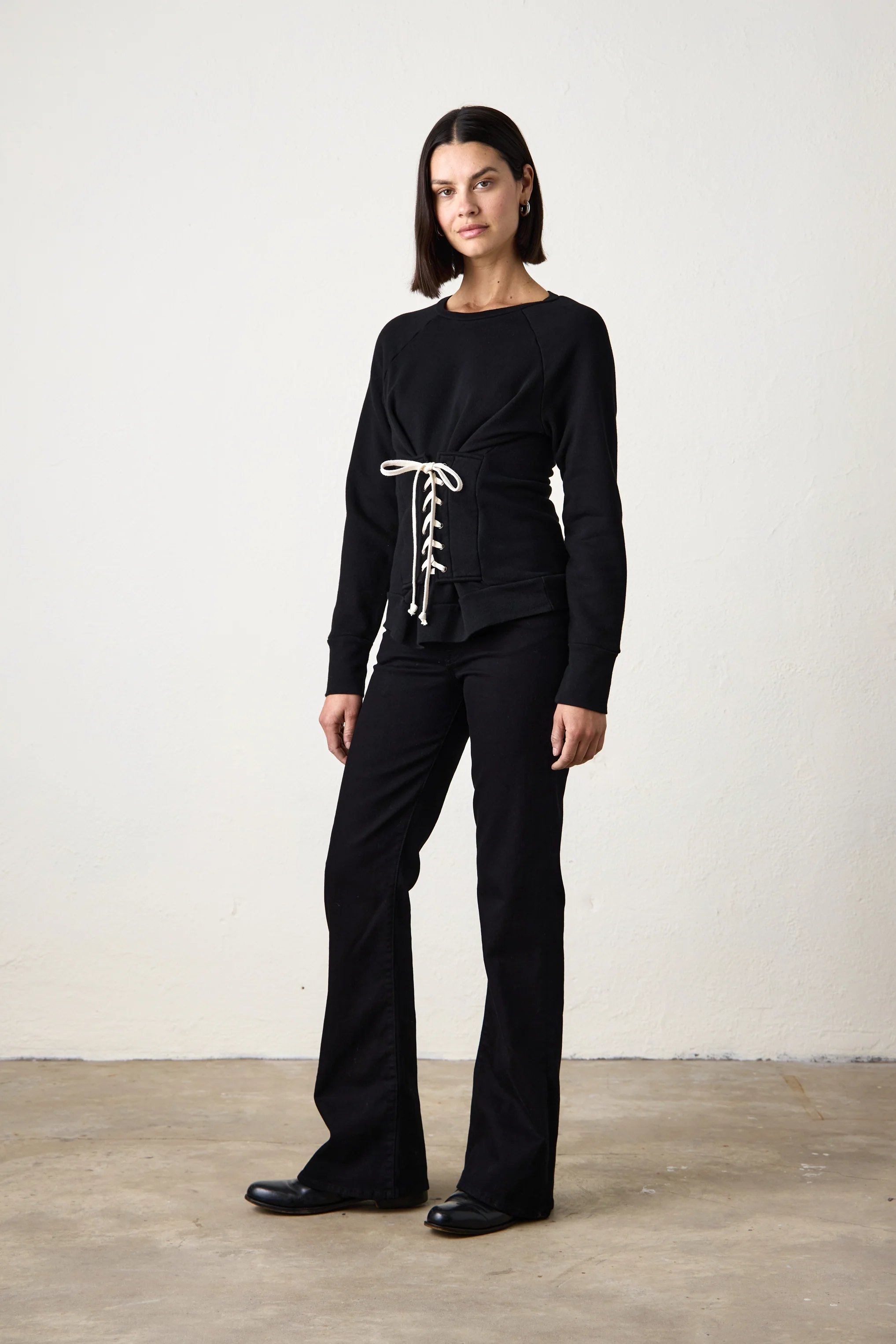 NSF Elio Corset Loop Terry Crew - Black - Renuaun