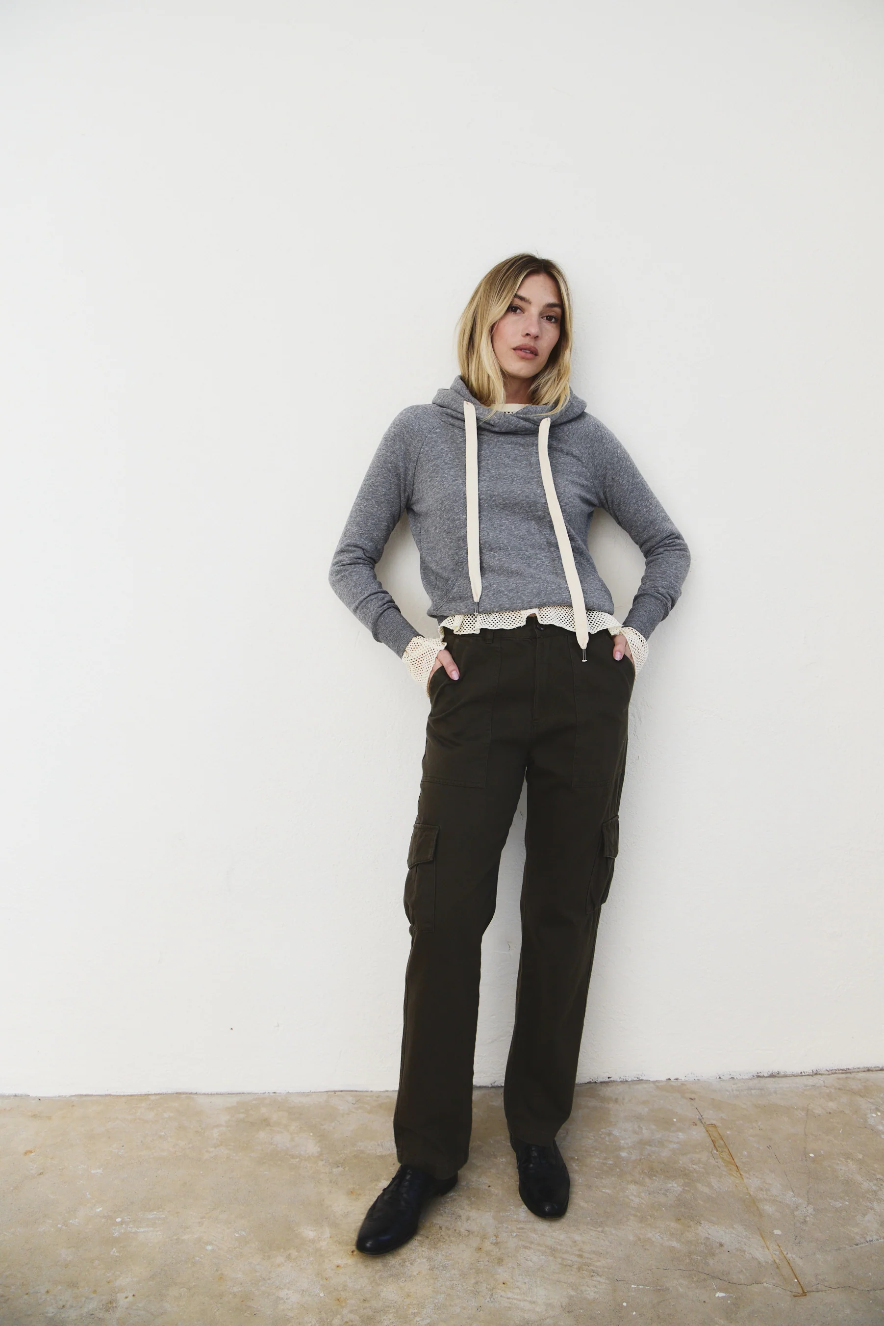 NSF Lisse Fitted Melange Terry Hoodie - Charcoal Heather Gray - Renuaun