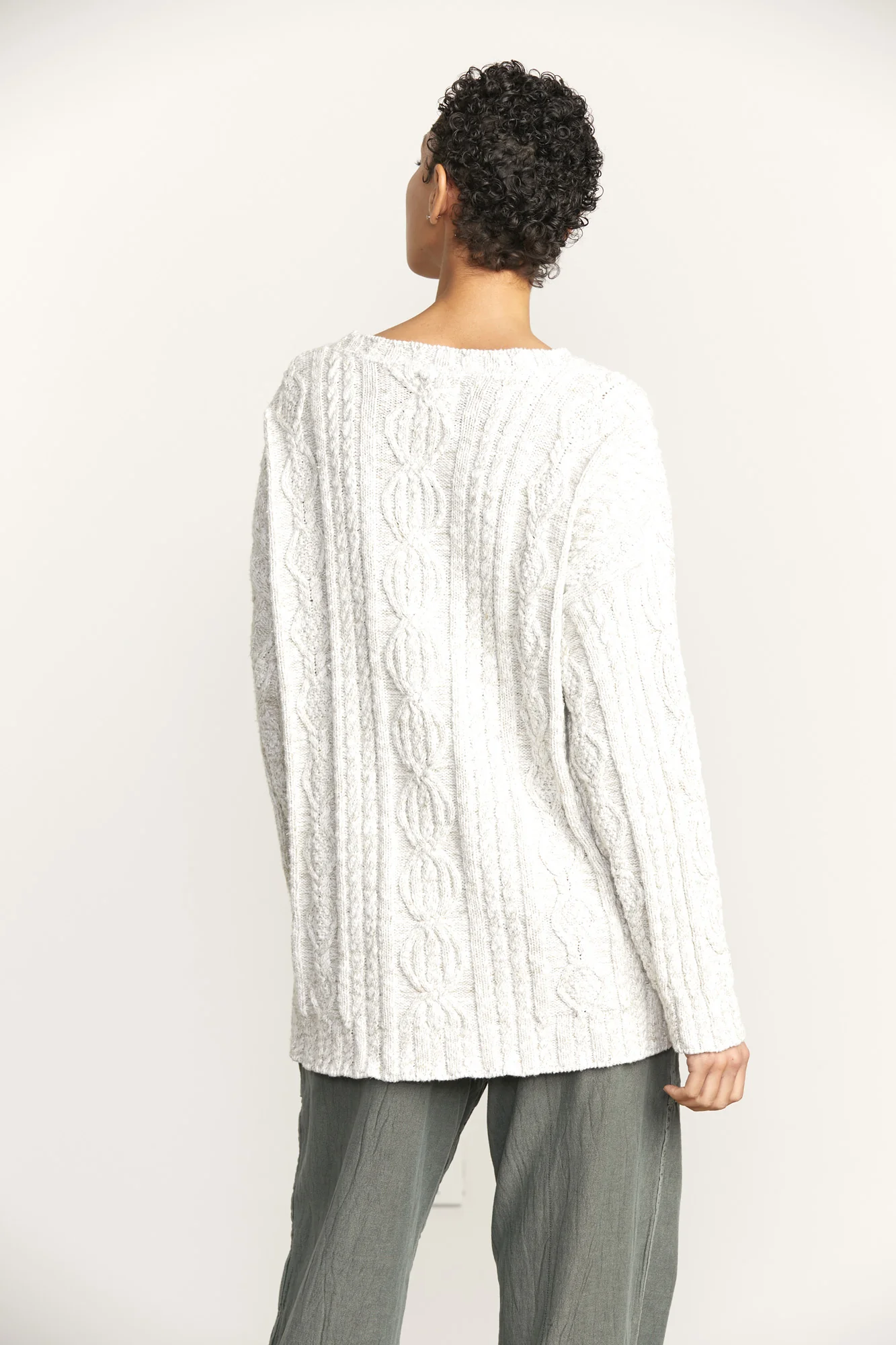 NSF SRPLS 90S Era Cable Sweater - Heather Gray - Renuaun