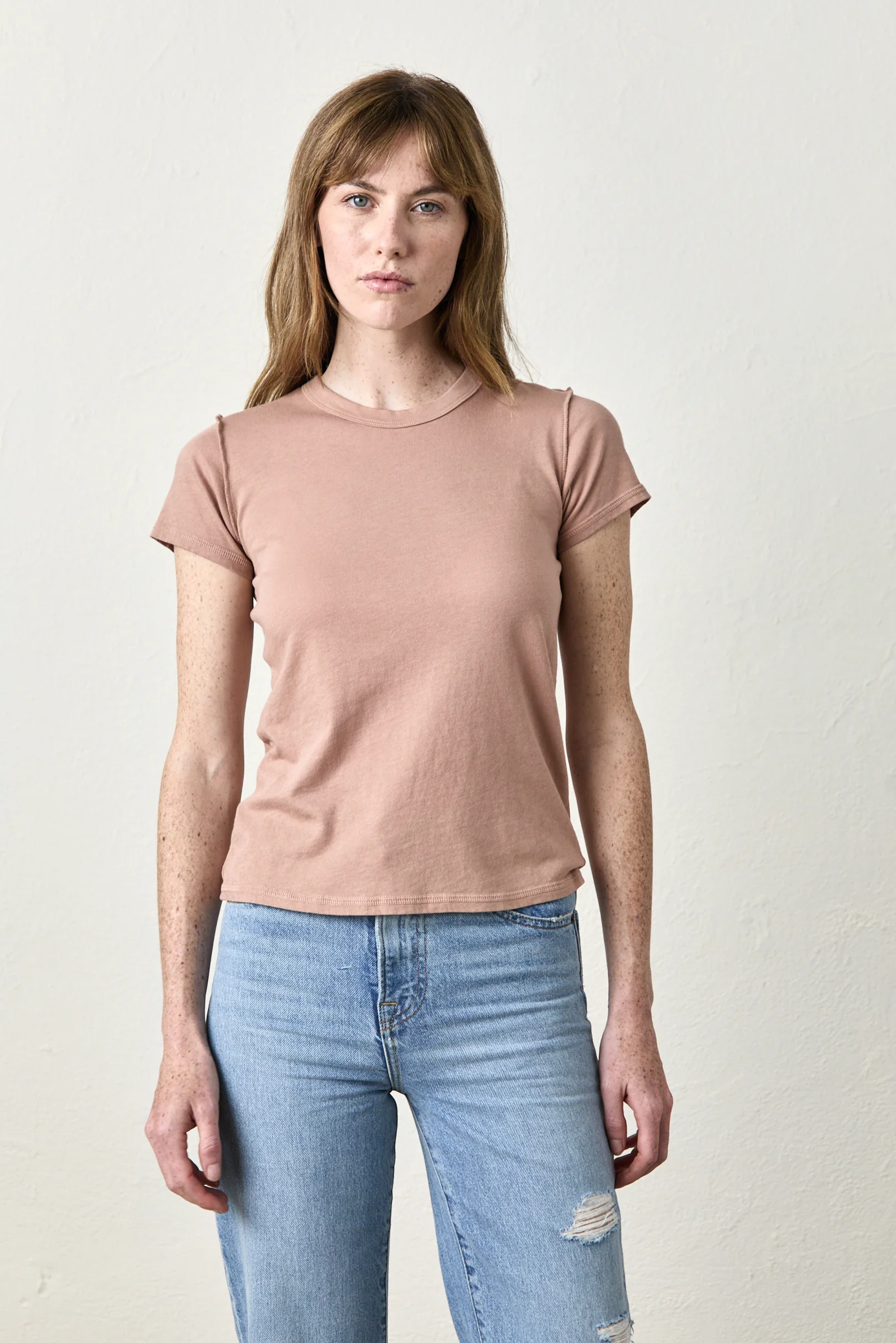 NSF Alessi Shrunken Fine Jersey Tee - Blush - Renuaun