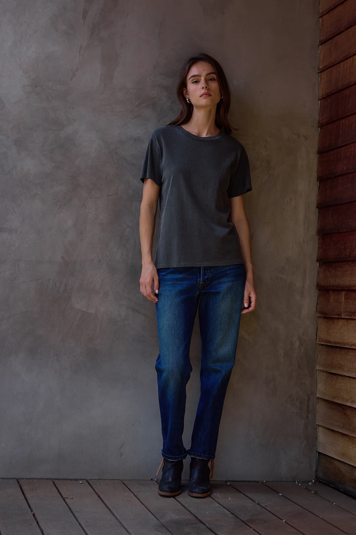 NSF Billy Relaxed Fine Jersey Tee - Faded Black - Renuaun