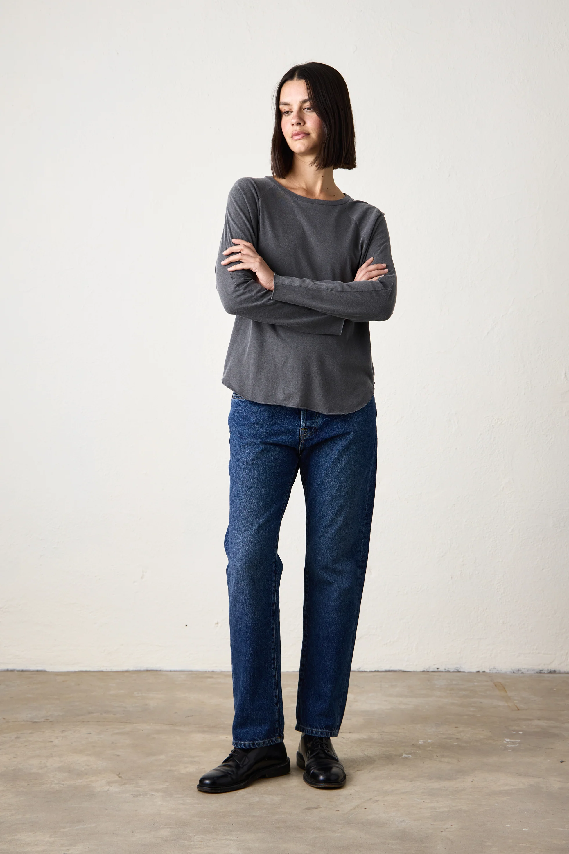 BROCK FINE JERSEY DOLMAN TEE / FADED BLACK - Renuaun