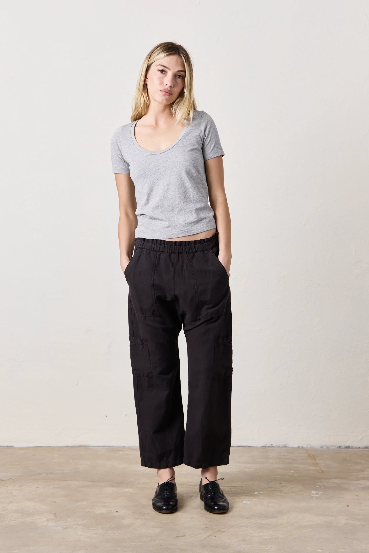 NSF Shailey Paperbag Waist Linen Cotton Pant - Faded Black - Renuaun