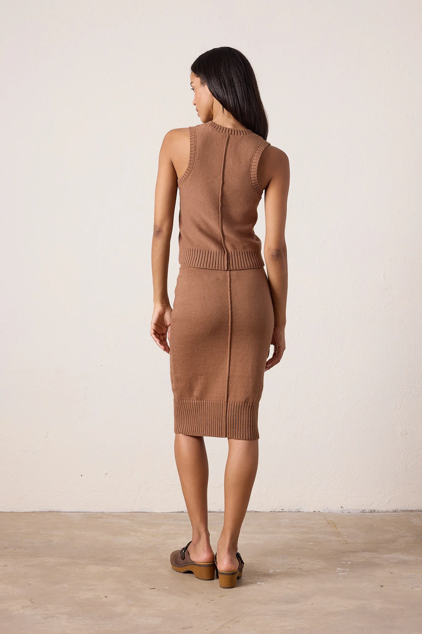 NSF Valeria Cotton Sweater Tank - Brown - Renuaun