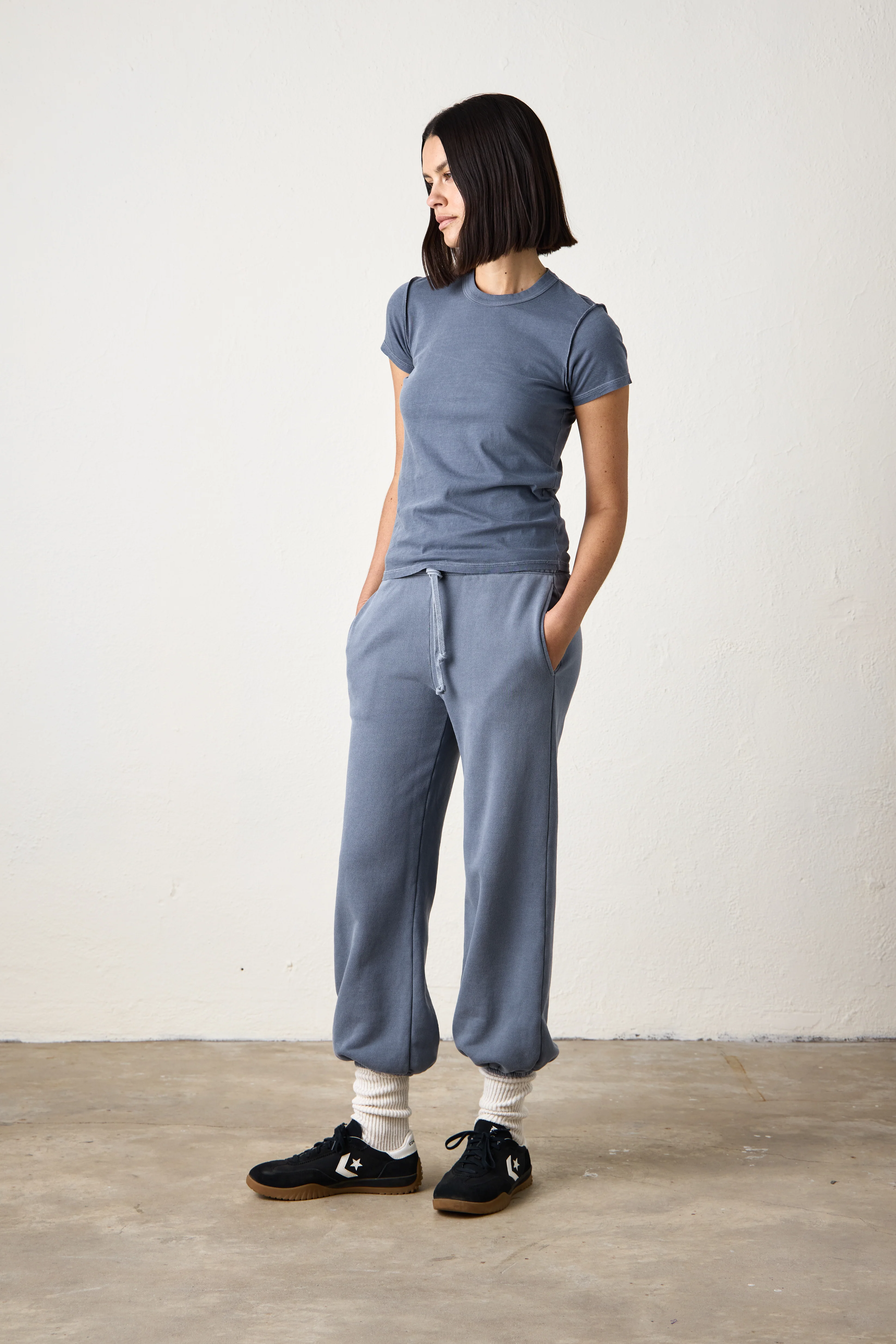 NSF Alessi Shrunken Fine Jersey Tee - Heather Indigo - Renuaun