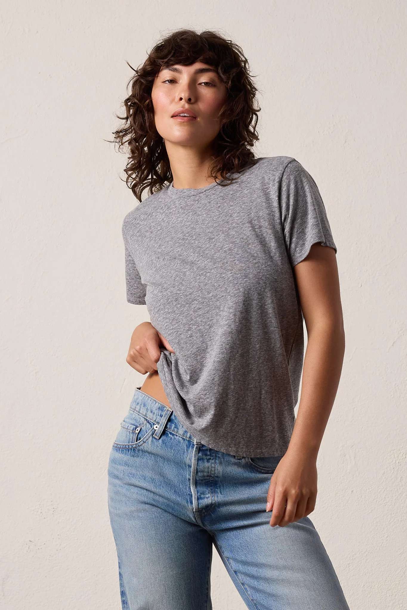 NSF Billy Relaxed Melange Jersey Tee - Charcoal Heather Gray - Renuaun