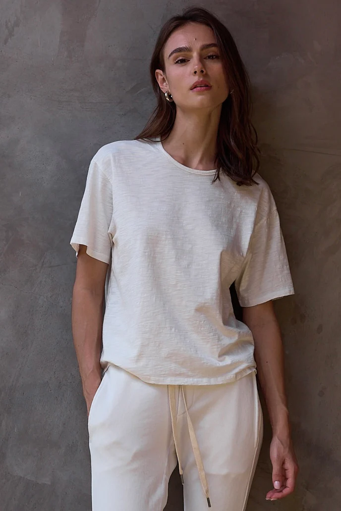NSF Harper Boxy Slub Jersey Tee - Soft White - Renuaun