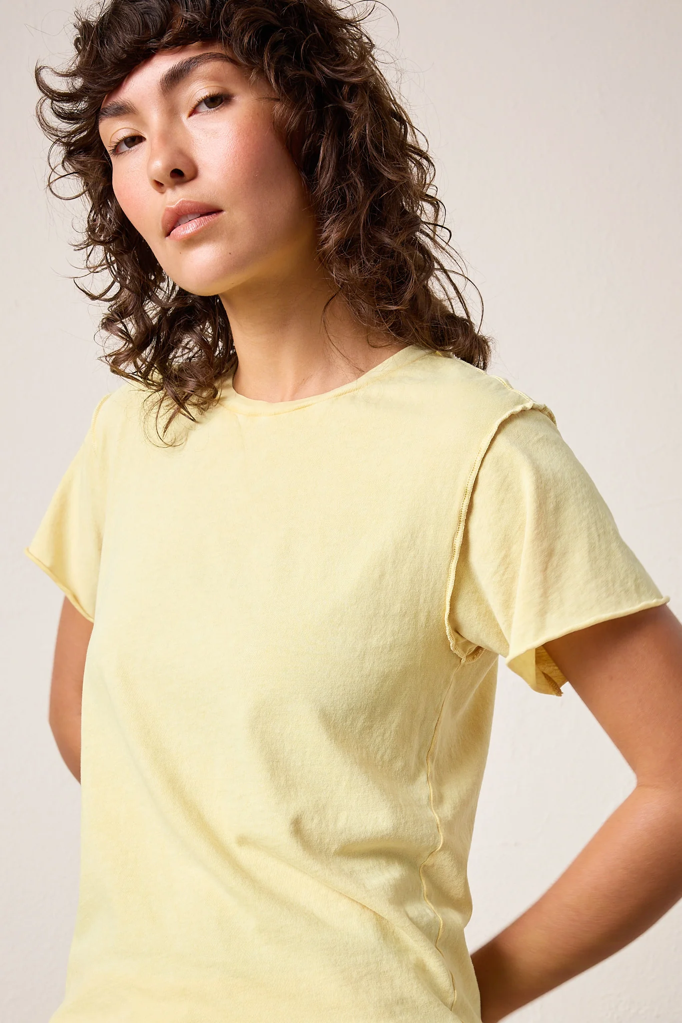 NSF Mason Relaxed Fit Fine Jersey Tee - Lemon Perl - Renuaun