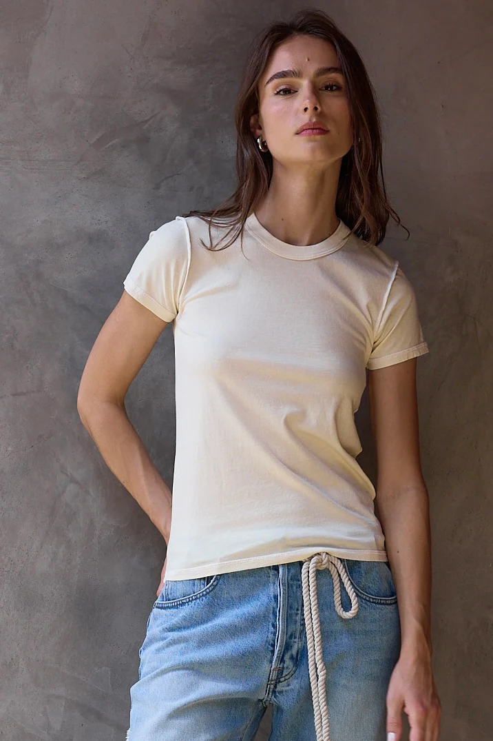 NSF Alessi Shrunken Fine Jersey Tee - Lemonade - Renuaun