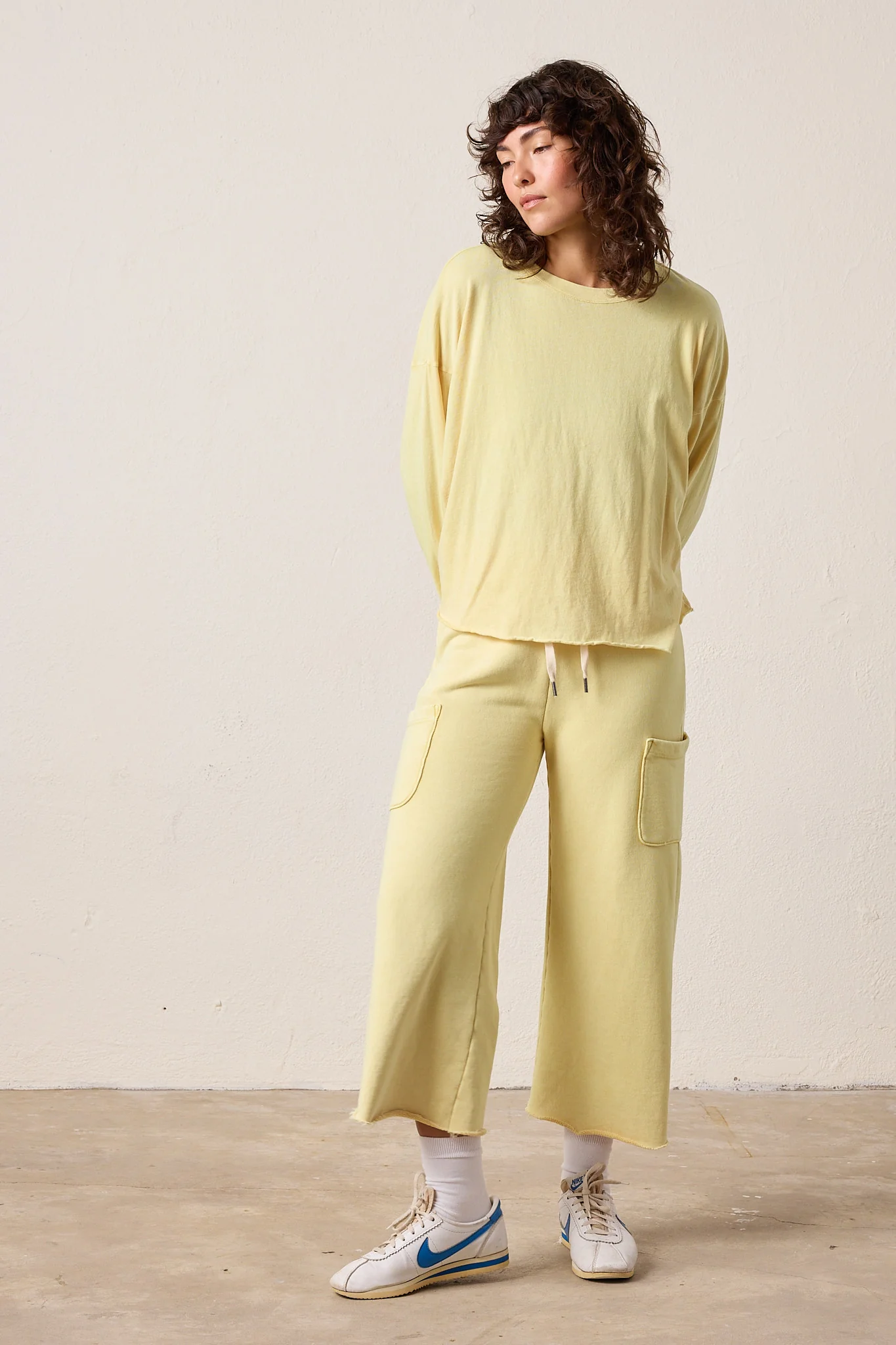 NSF Lennon Boxy Fit Fine Jersey Tee - Lemon Perl - Renuaun