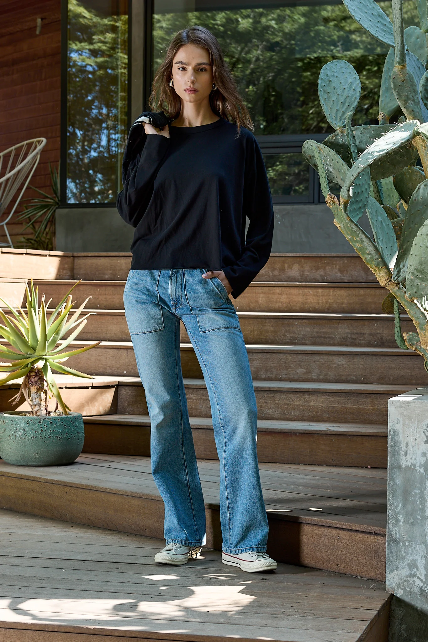 NSF Loffler Fine Jersey Boxy Tee - Black - Renuaun