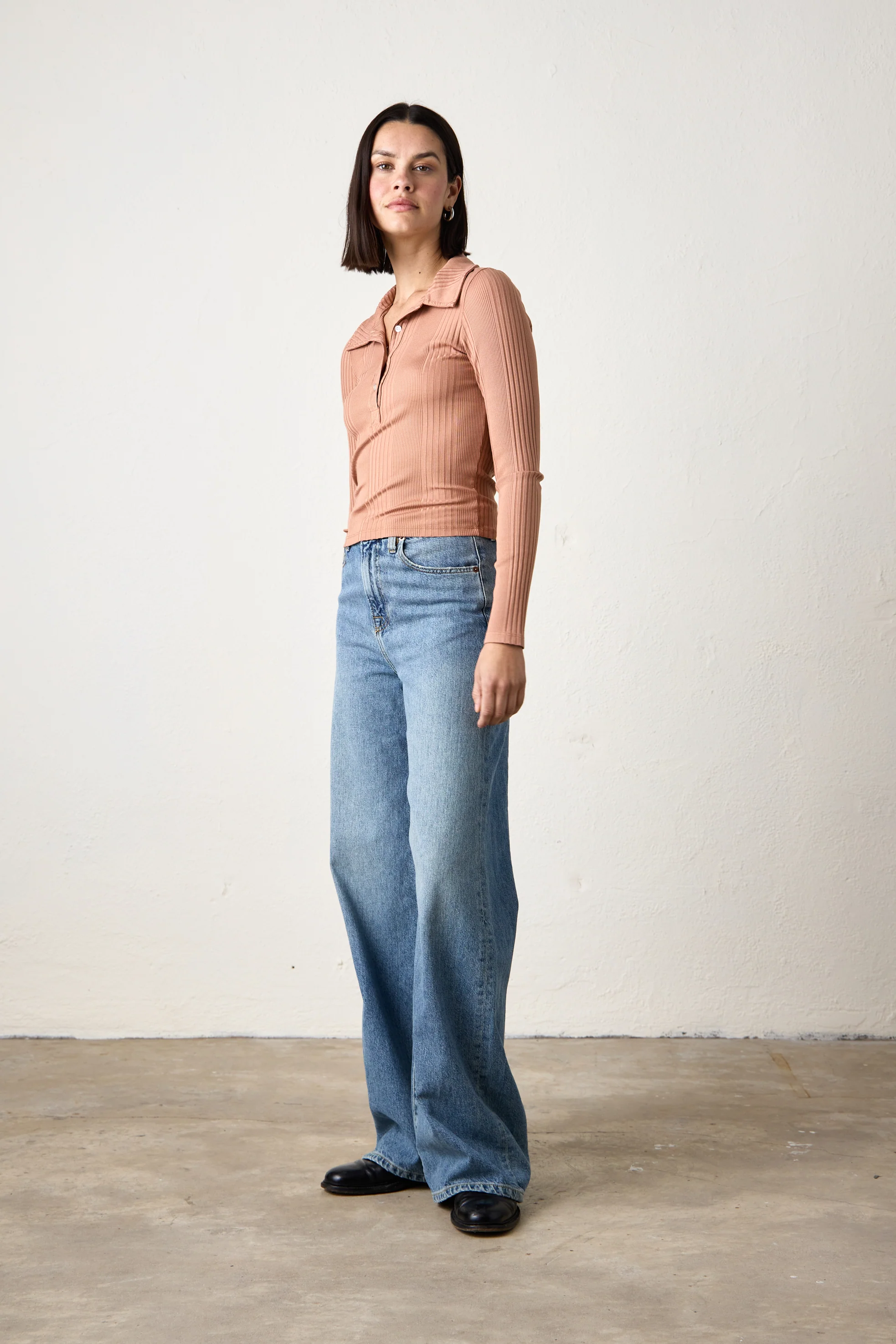 ALI FITTED VARIEGATED RIB POLO / ITALIAN CLAY - Renuaun
