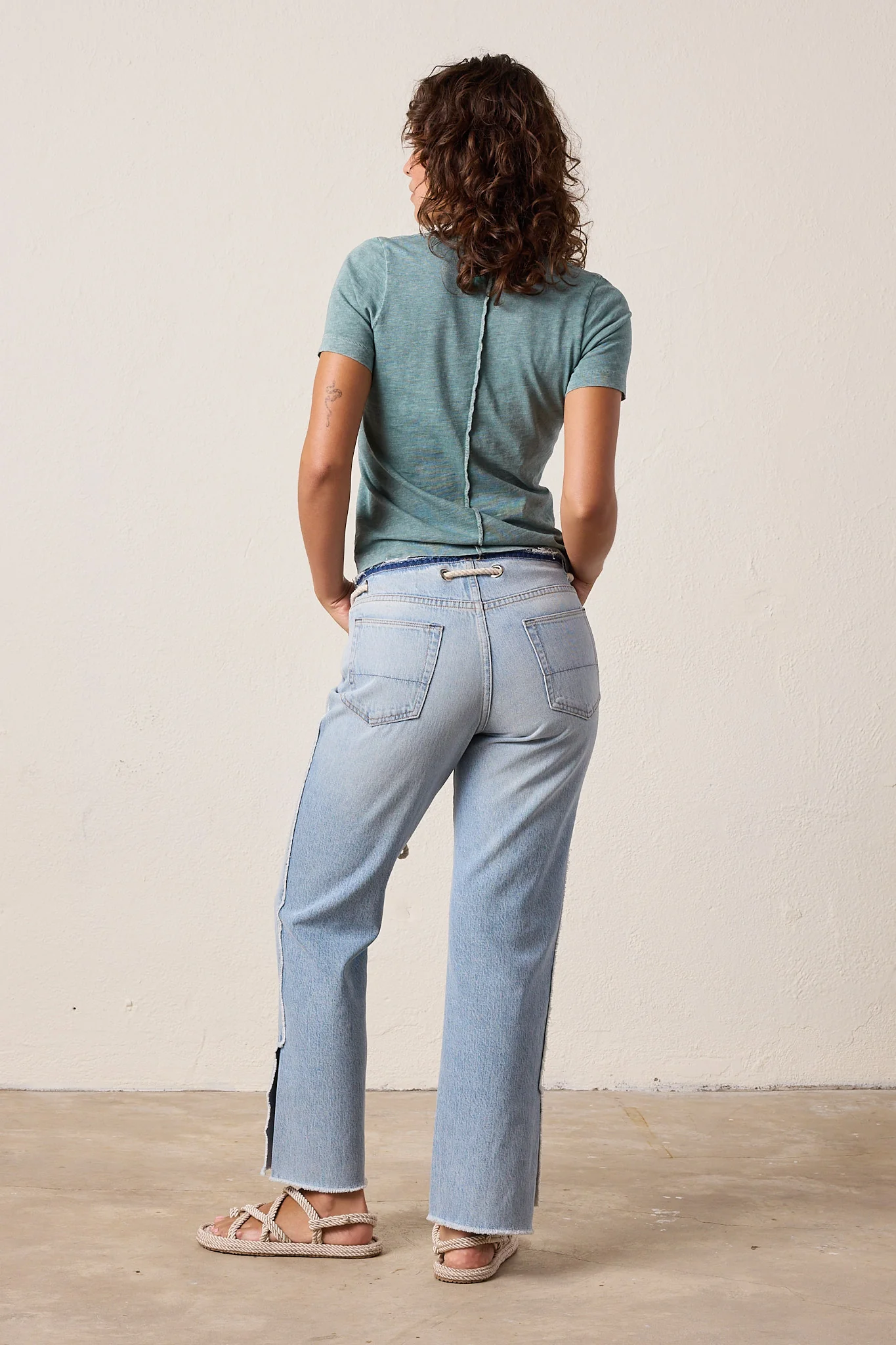 NSF Tally Slim Fit U Neck Slub Jersey Tee - Teal Perl Heather - Renuaun