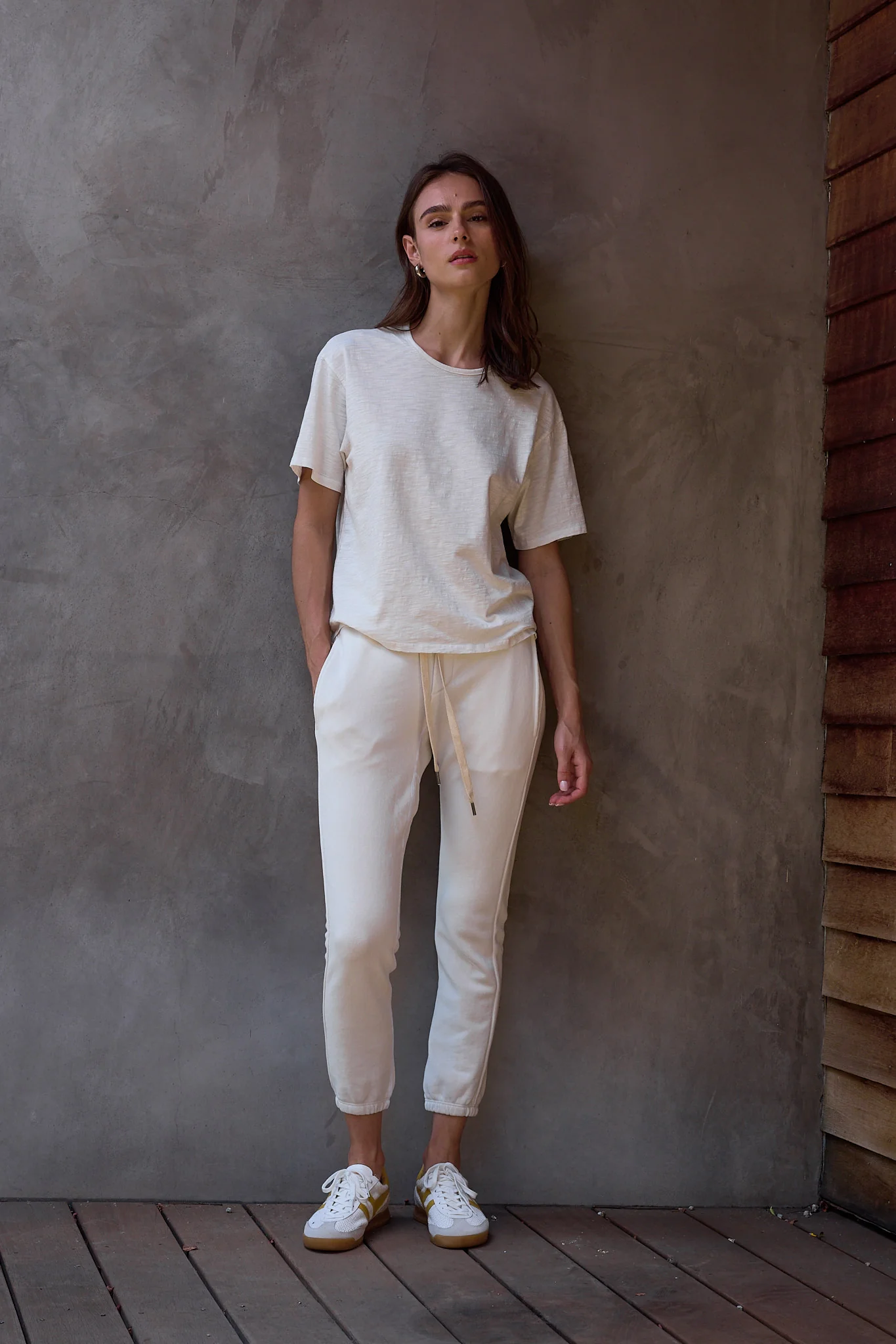 NSF Sayde Slim Loop Terry Sweatpant - Soft White - Renuaun