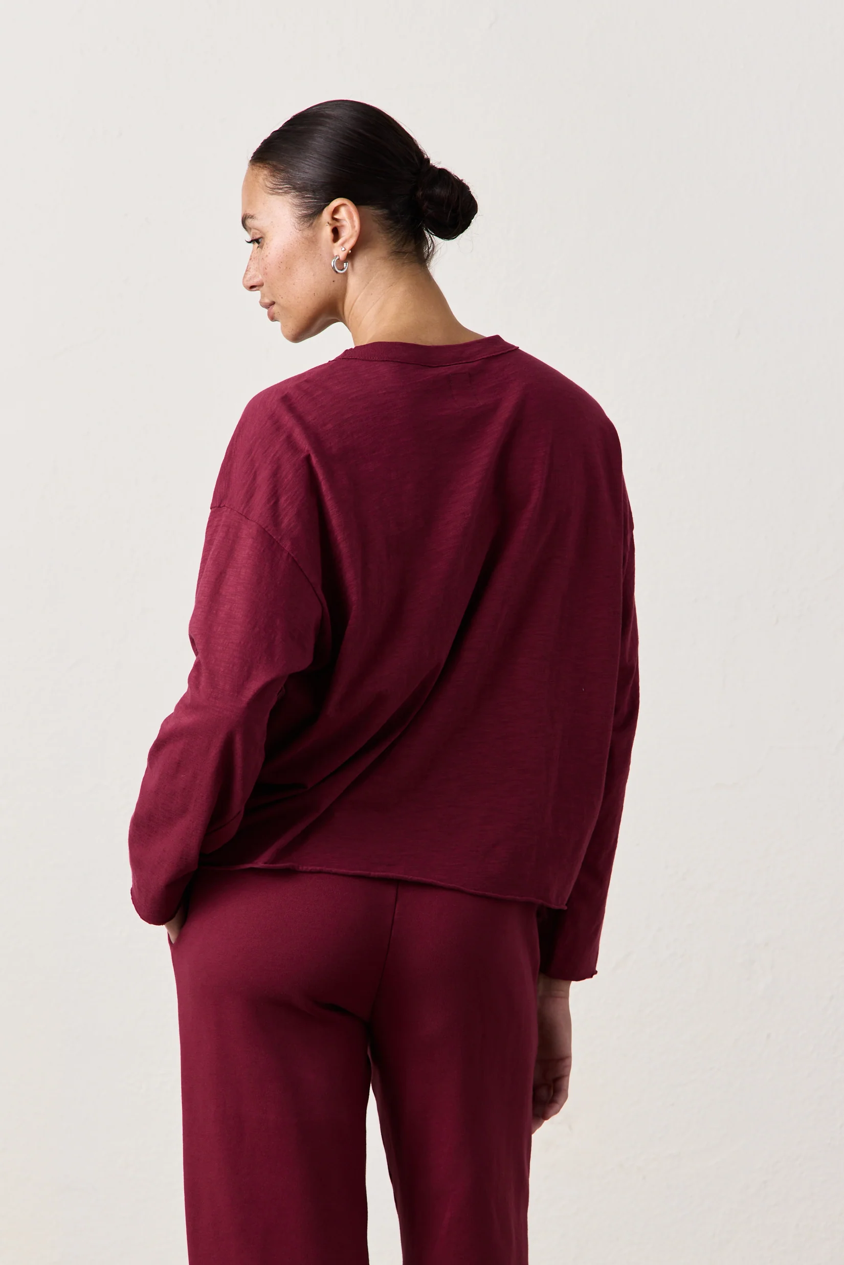 LOFFLER SLUB JERSEY BOXY TEE / DARK CHERRY - Renuaun