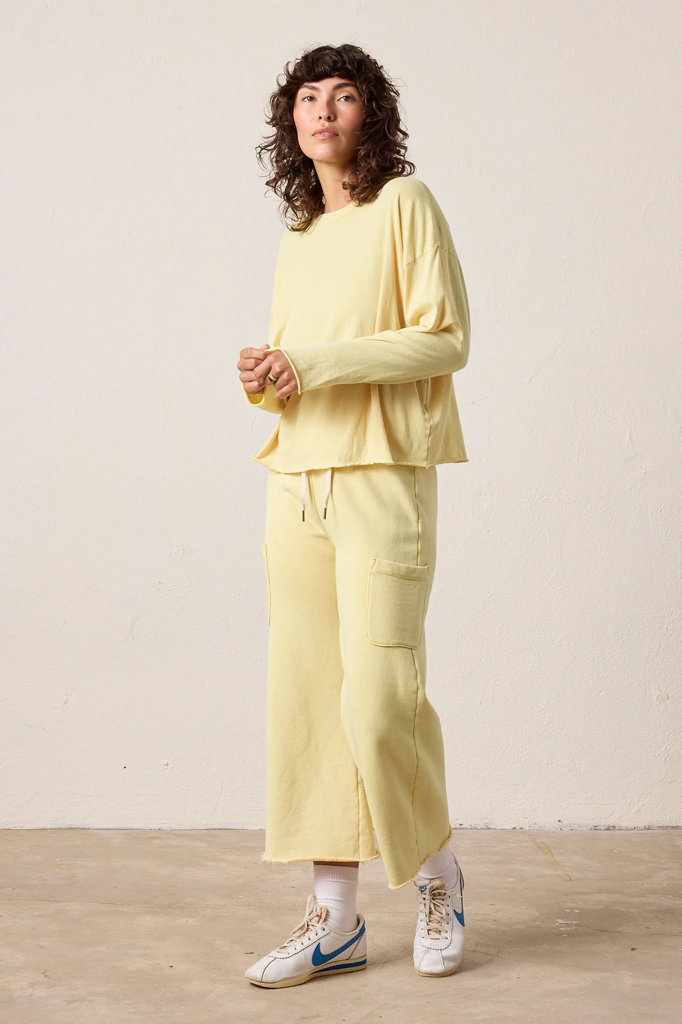 NSF Lennon Boxy Fit Fine Jersey Tee - Lemon Perl - Renuaun