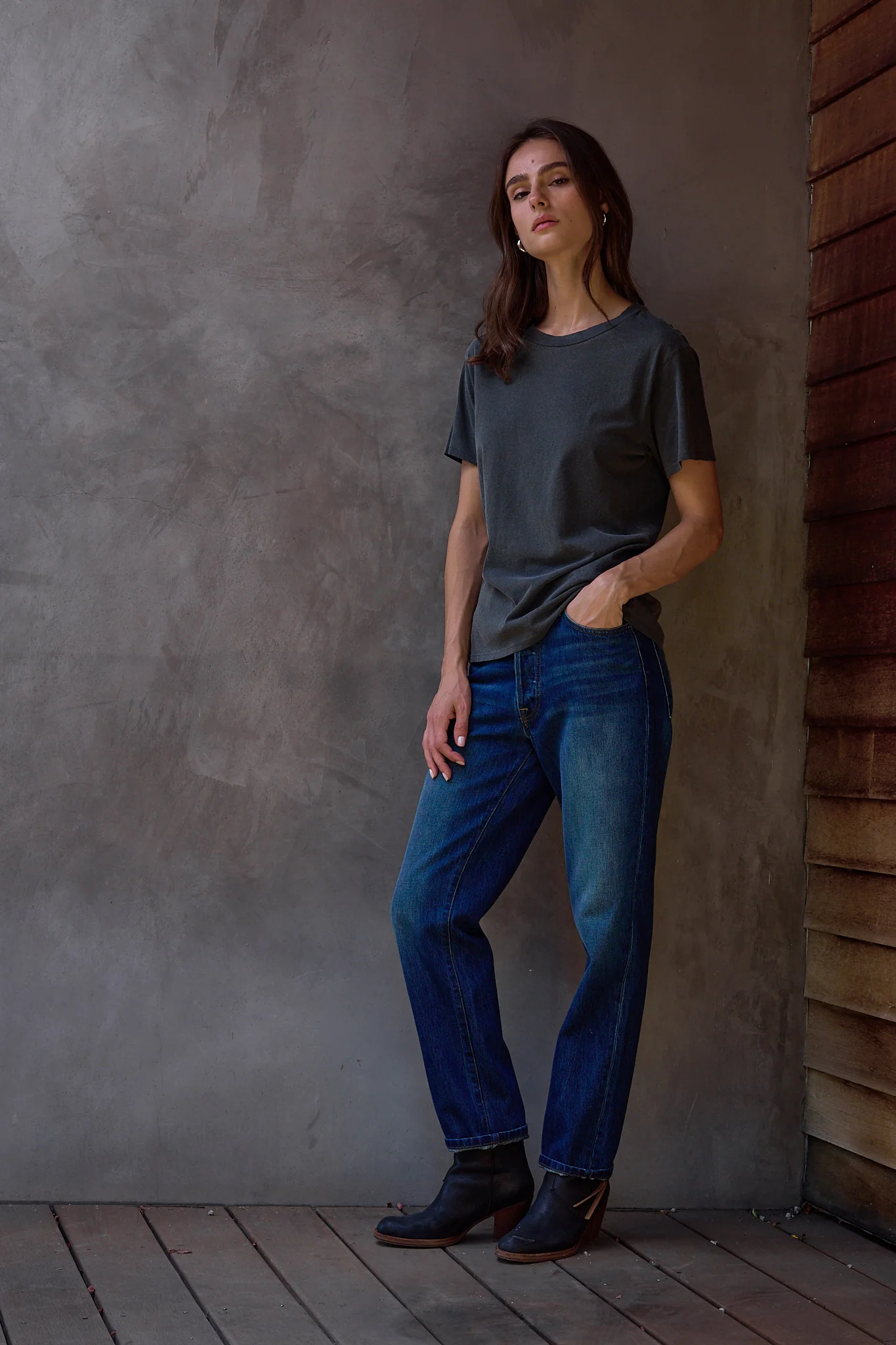 NSF Billy Relaxed Fine Jersey Tee - Faded Black - Renuaun