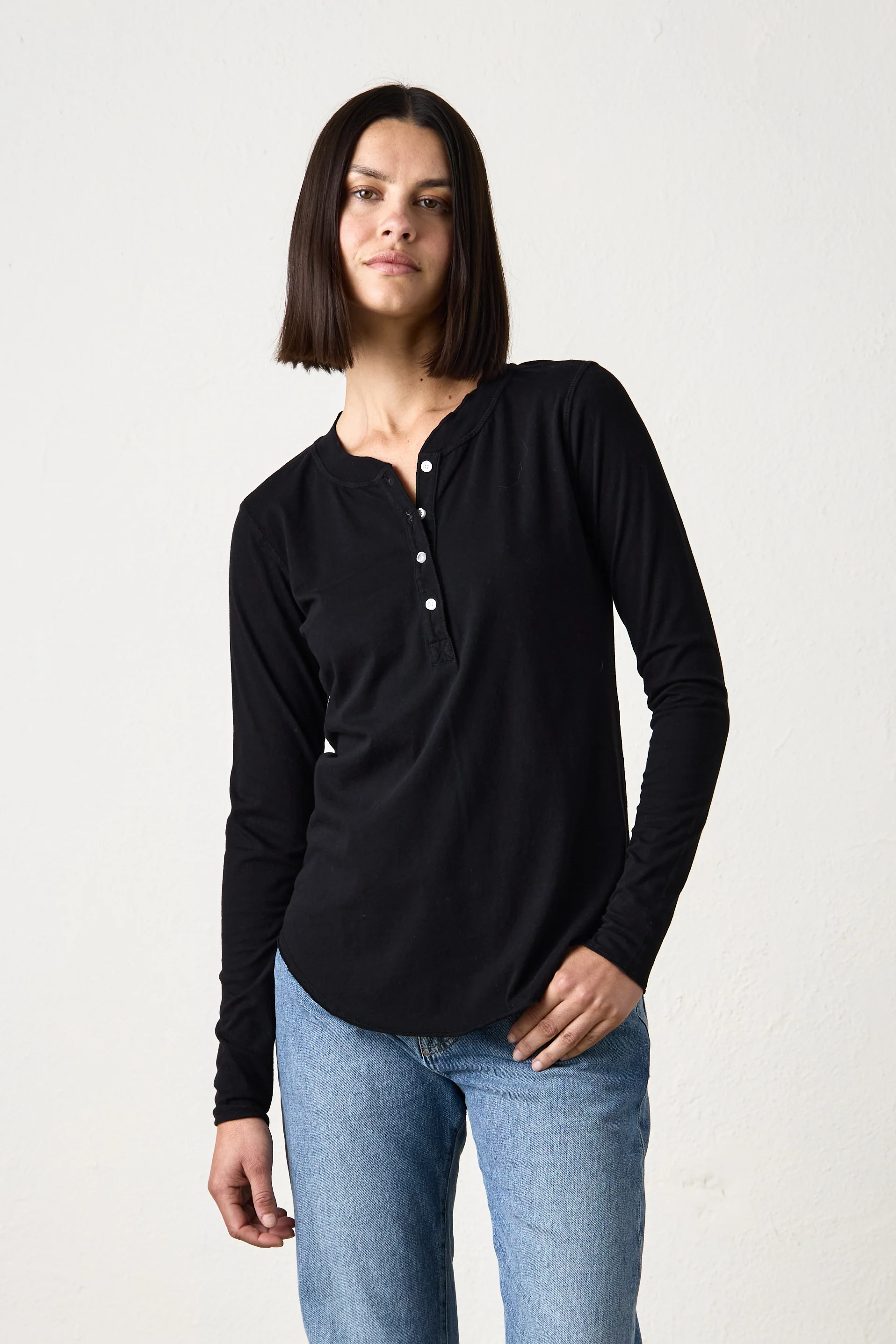 HAL FINE JERSEY HENLEY / BLACK - Renuaun