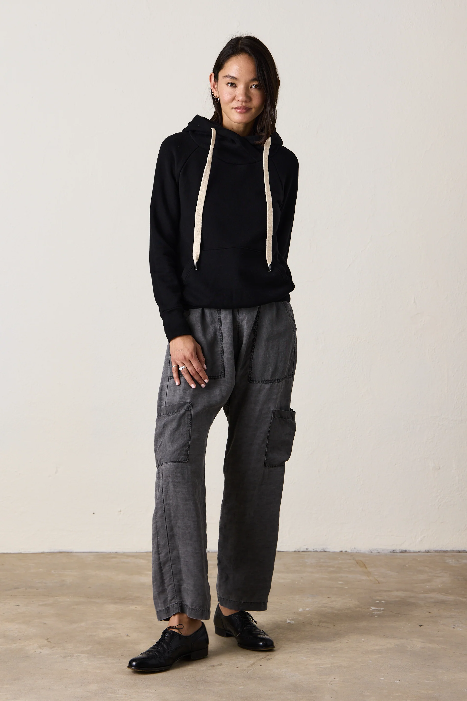 NSF Lisse Fitted Loop Terry Hoodie - Black - Renuaun