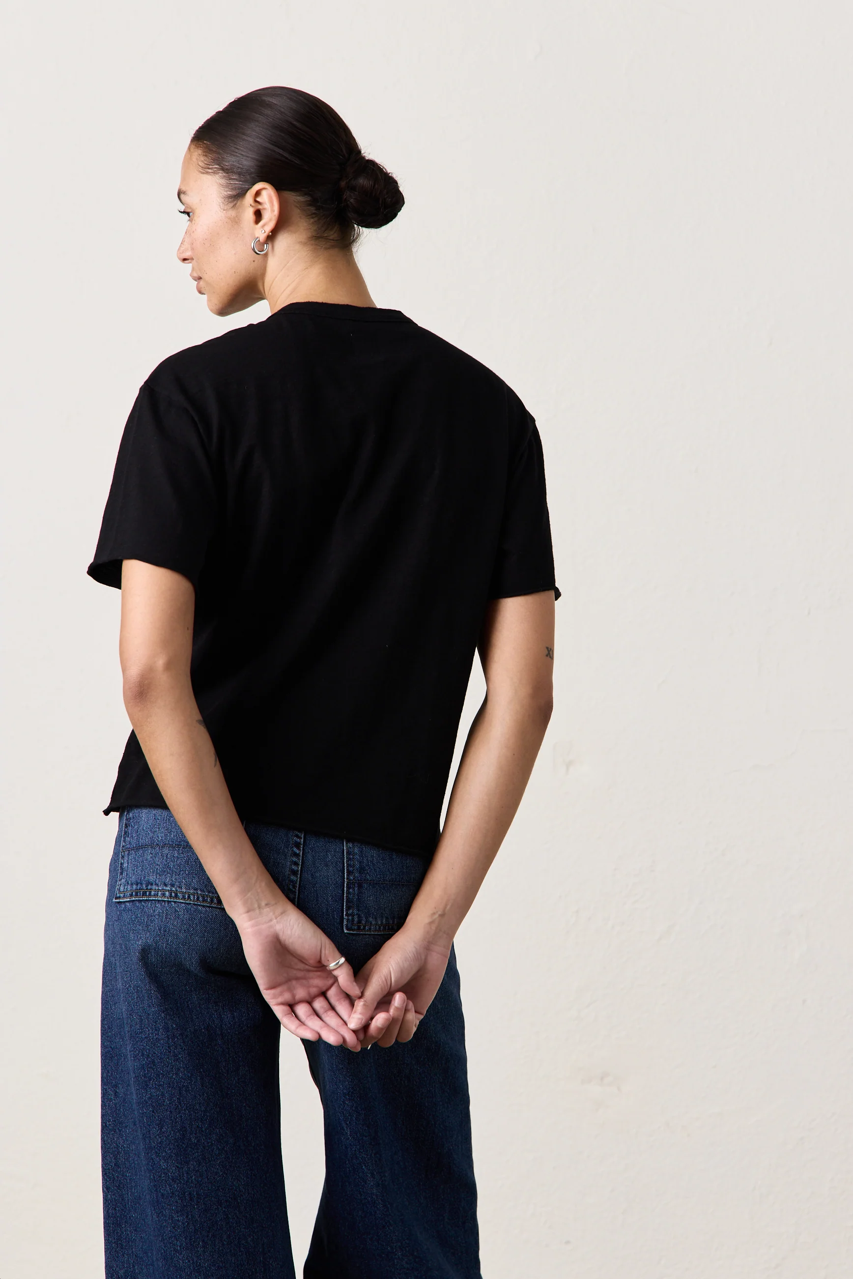 HARPER BOXY SLUB JERSEY TEE / BLACK - Renuaun