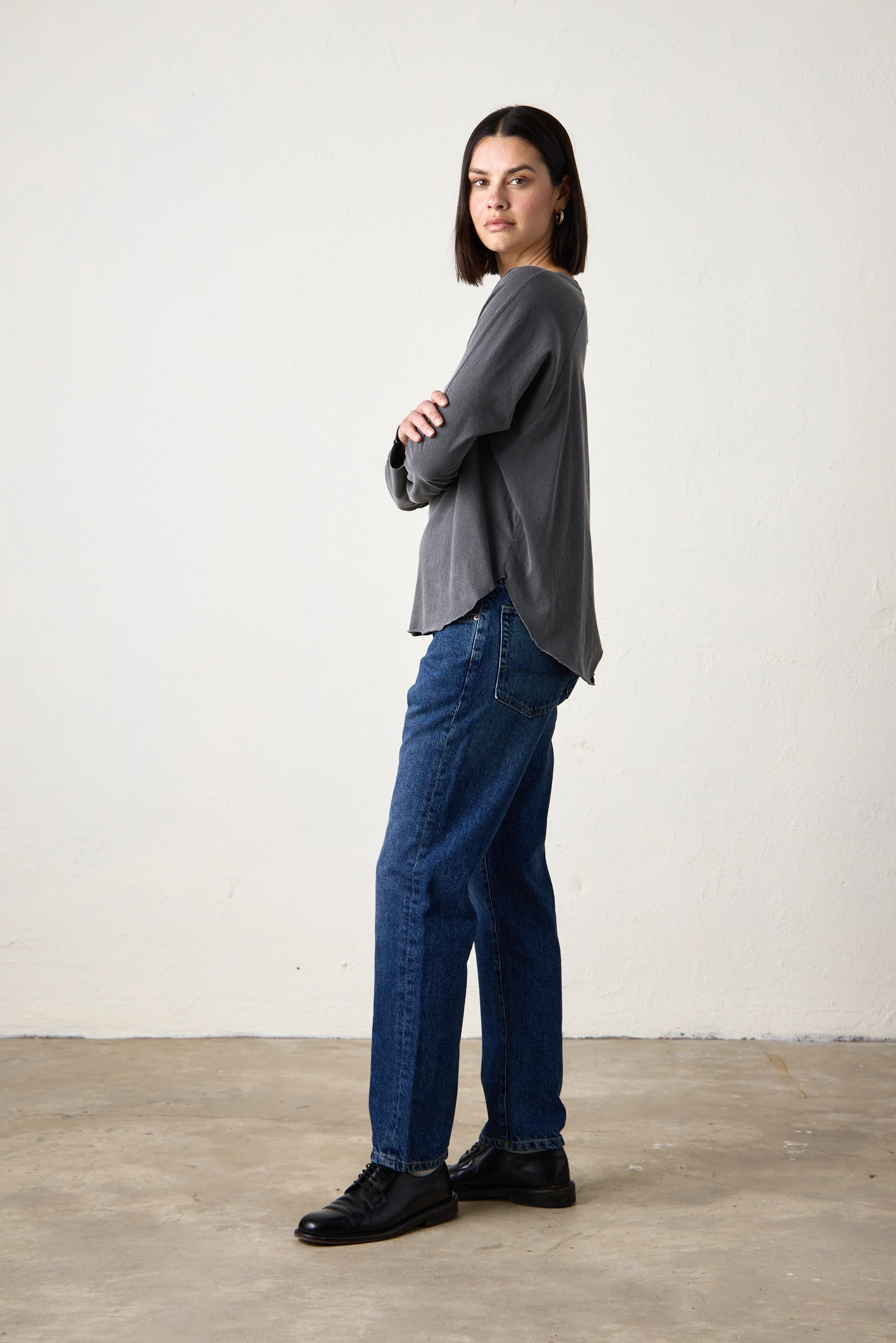 BROCK FINE JERSEY DOLMAN TEE / FADED BLACK - Renuaun