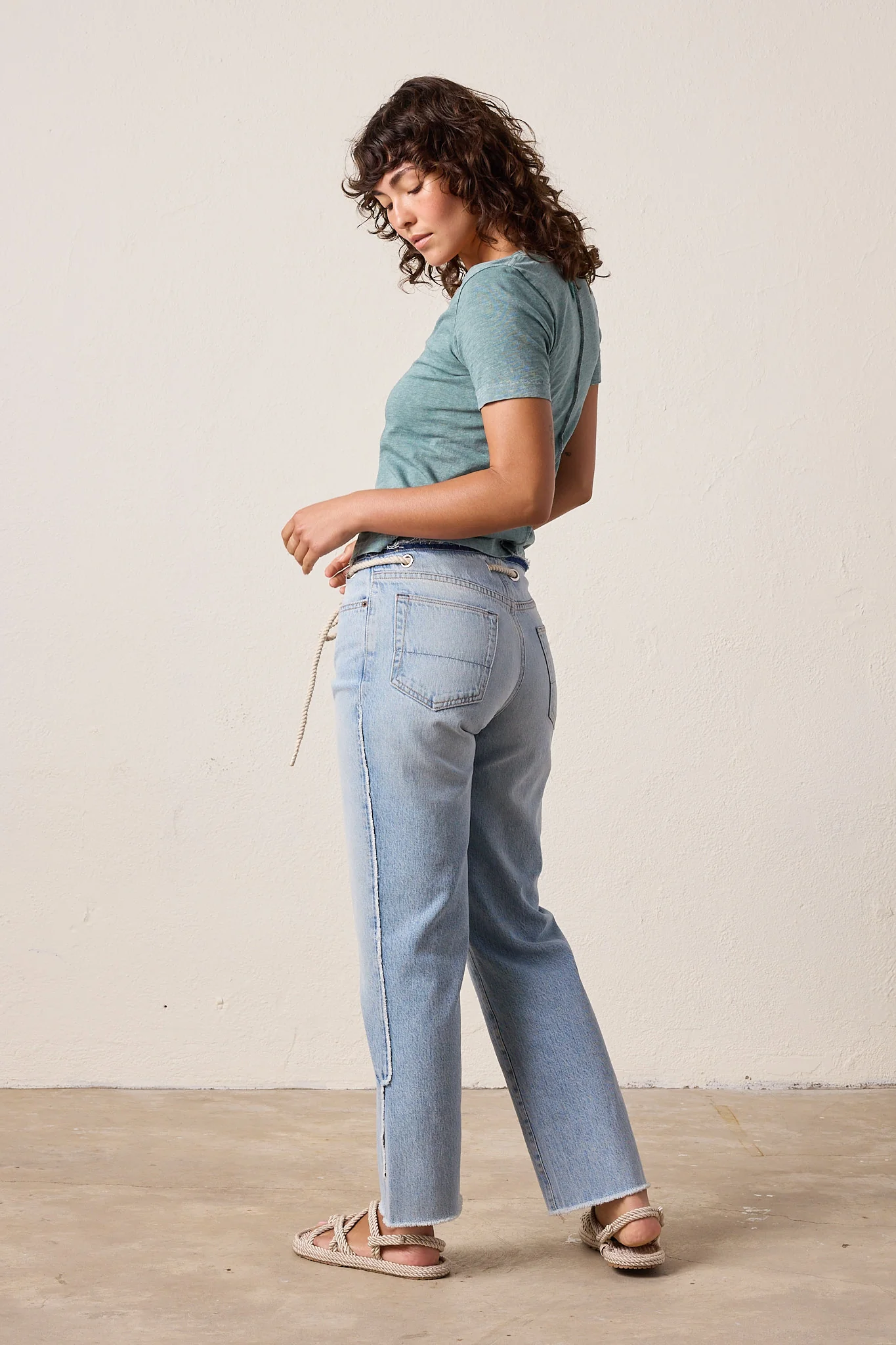 NSF Tally Slim Fit U Neck Slub Jersey Tee - Teal Perl Heather - Renuaun