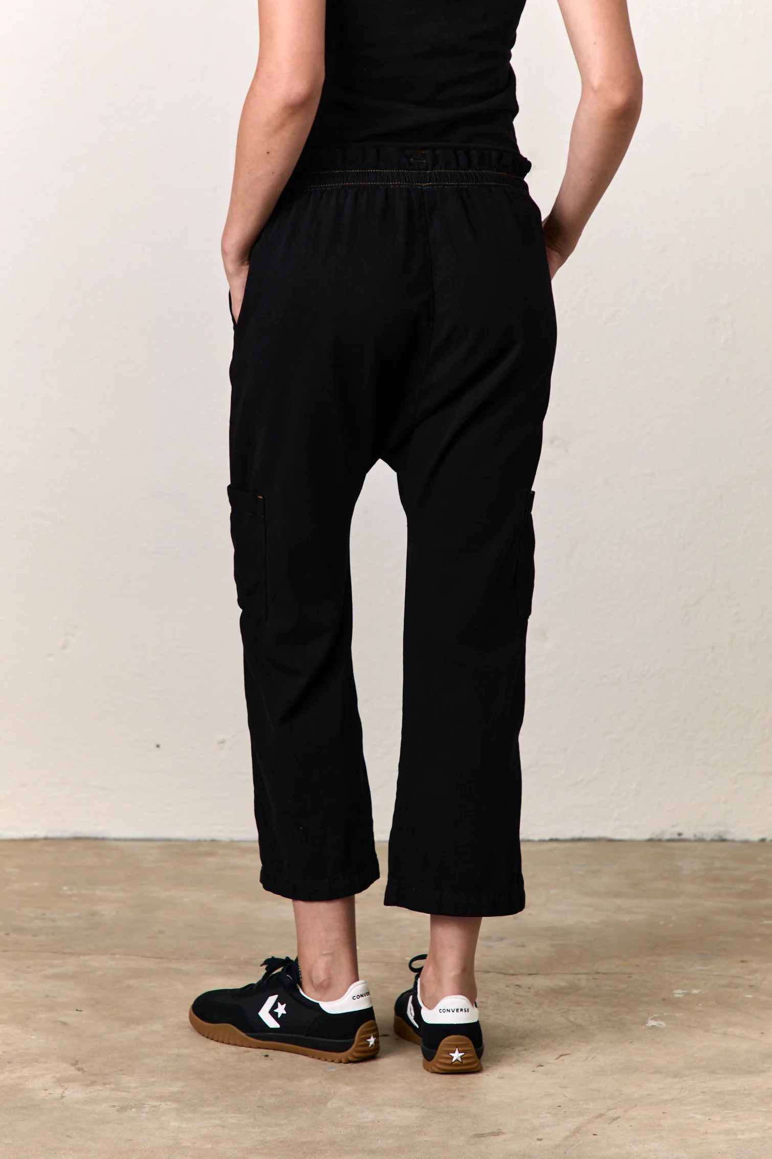 NSF Shailey Paperbag Waist Cotton Pant / Over Dye Black - Renuaun