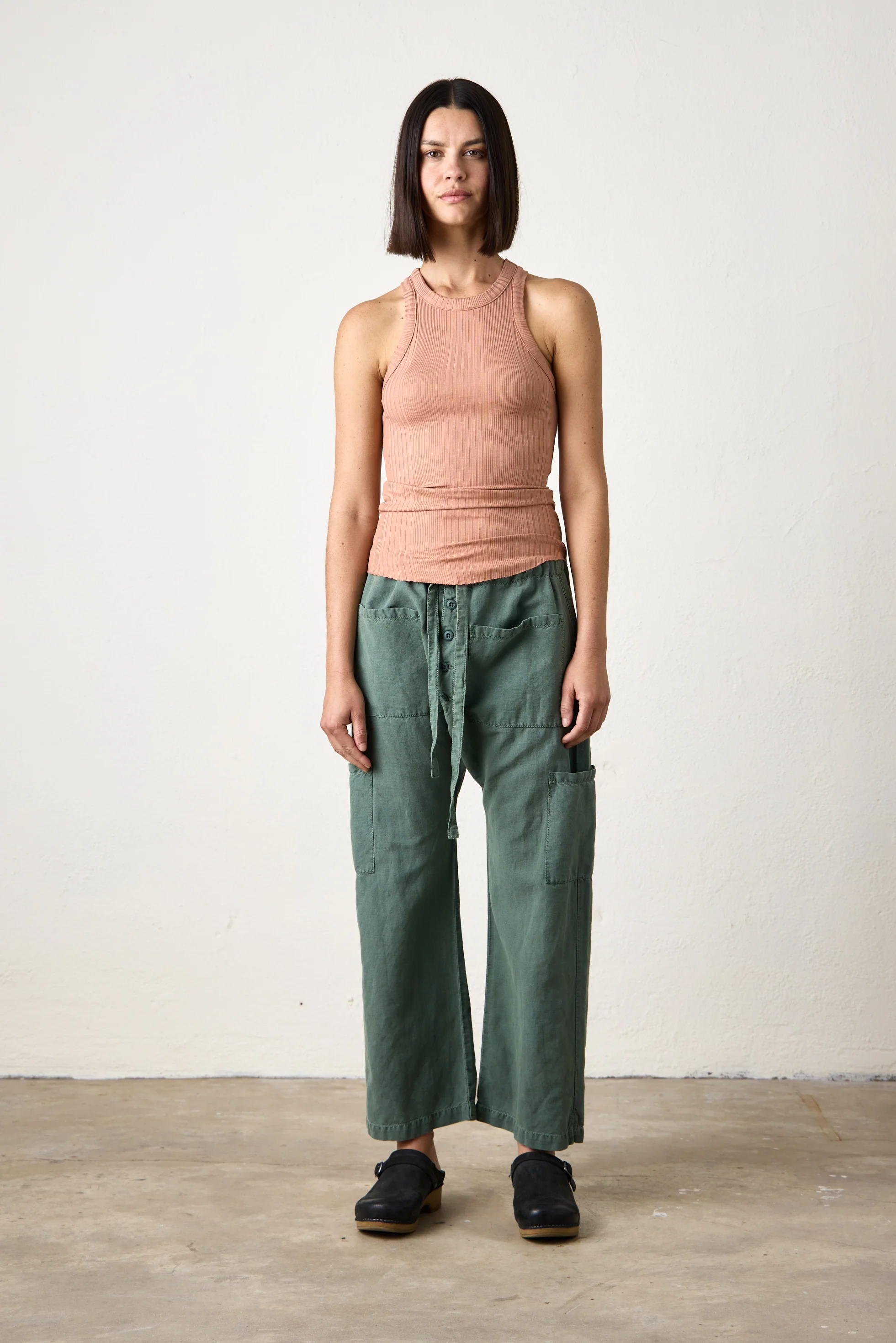ALEXA FITTED VARIEGATED RIB TANK / ITALIAN CLAY - Renuaun
