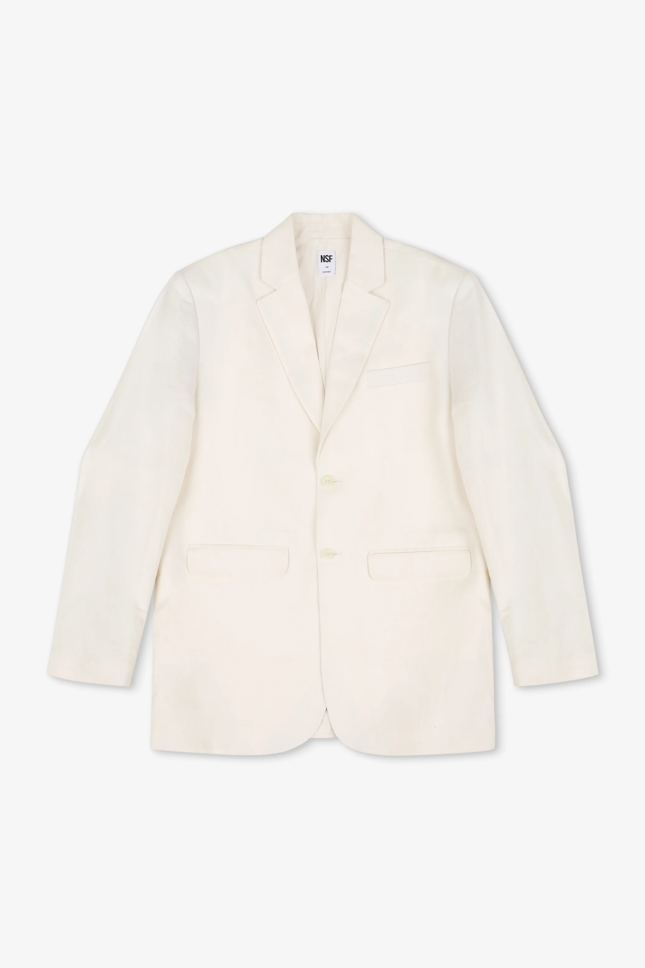 NSF Lawrence Oversize Linen Cotton Blazer - Ivory - Renuaun