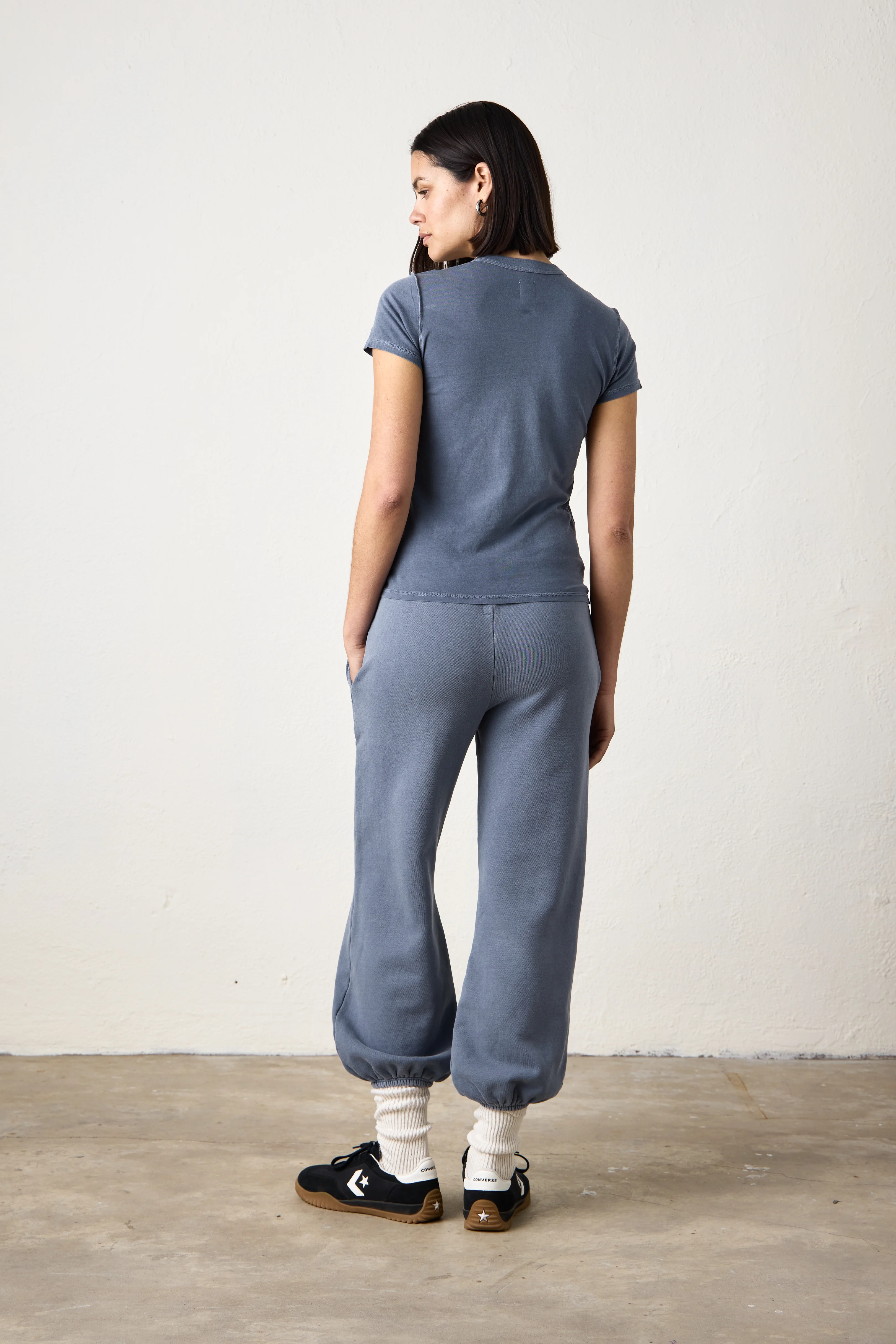 NSF Alessi Shrunken Fine Jersey Tee - Heather Indigo - Renuaun