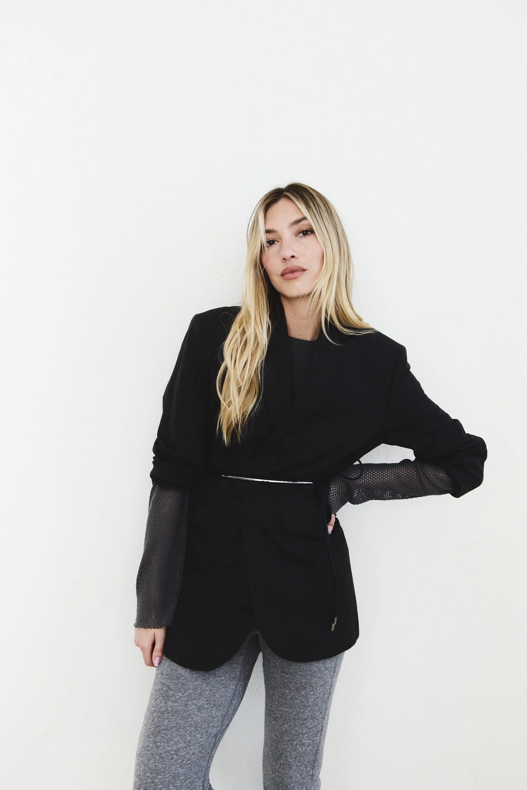 NSF Lawrence Oversize Linen Cotton Blazer - Faded Black - Renuaun