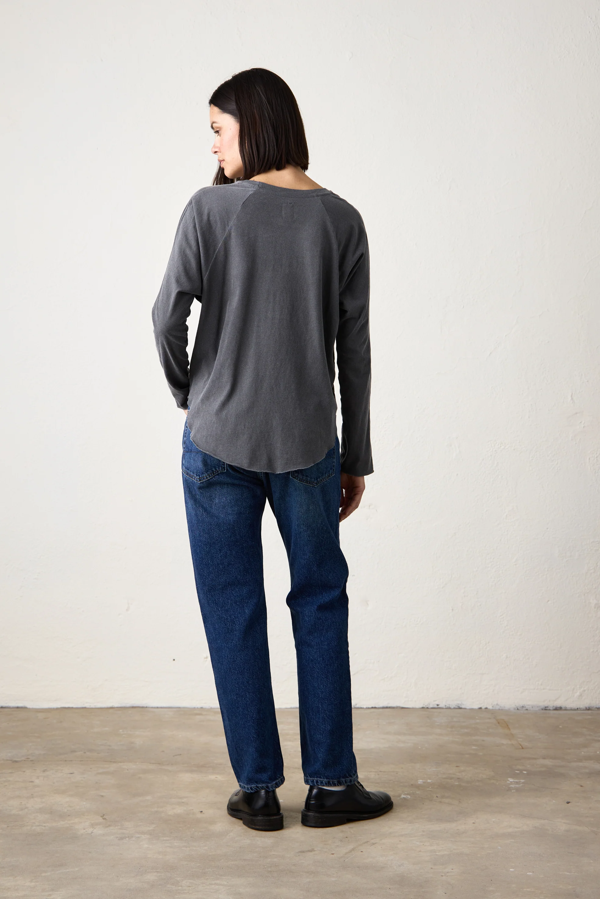 BROCK FINE JERSEY DOLMAN TEE / FADED BLACK - Renuaun