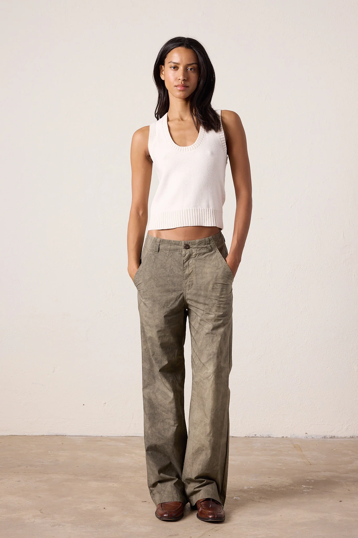 NSF Valeria Cotton Sweater Tank - Natural - Renuaun