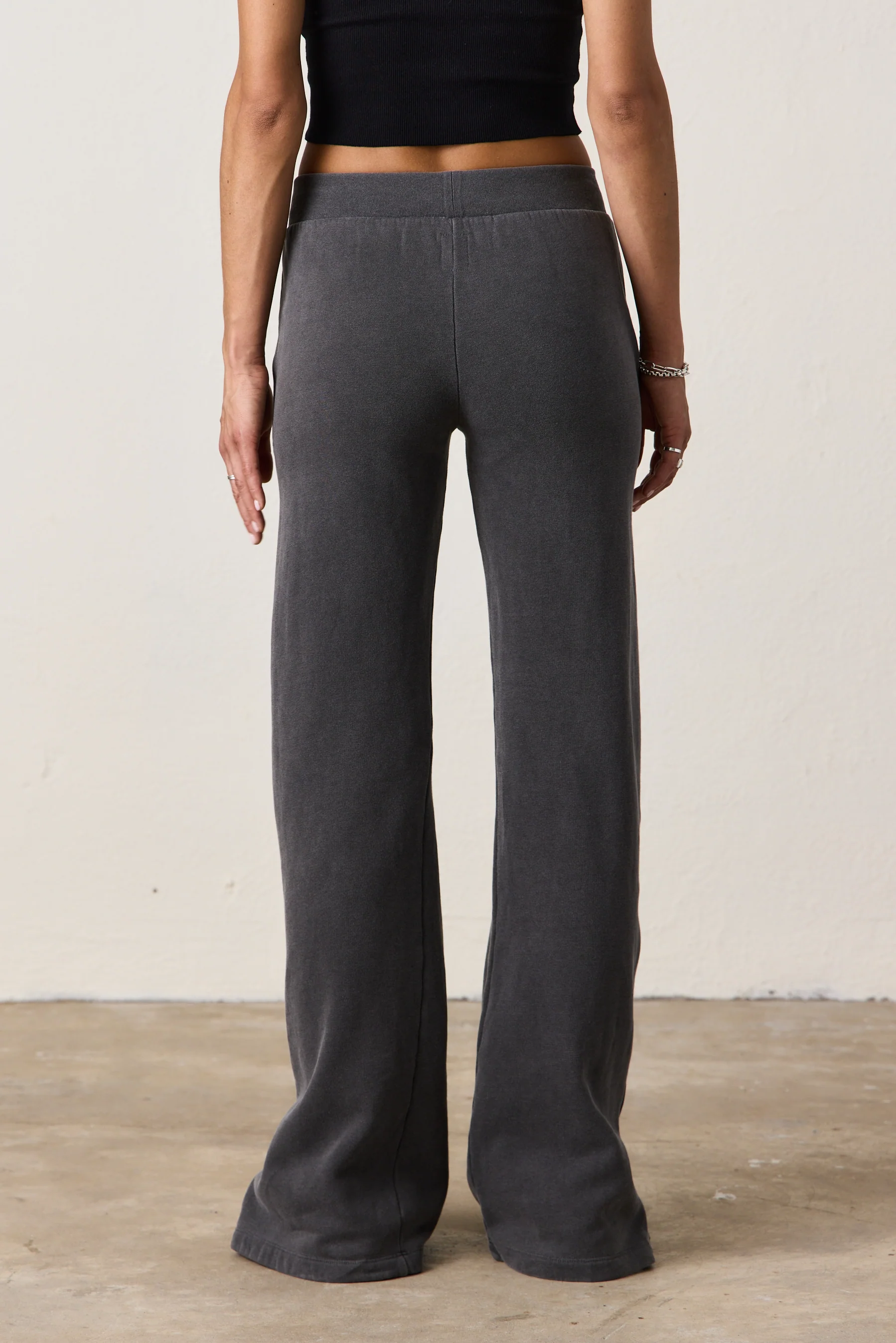 RAMONA COZY FLEECE WARMUP SWEATPANT / FADED BLACK - Renuaun