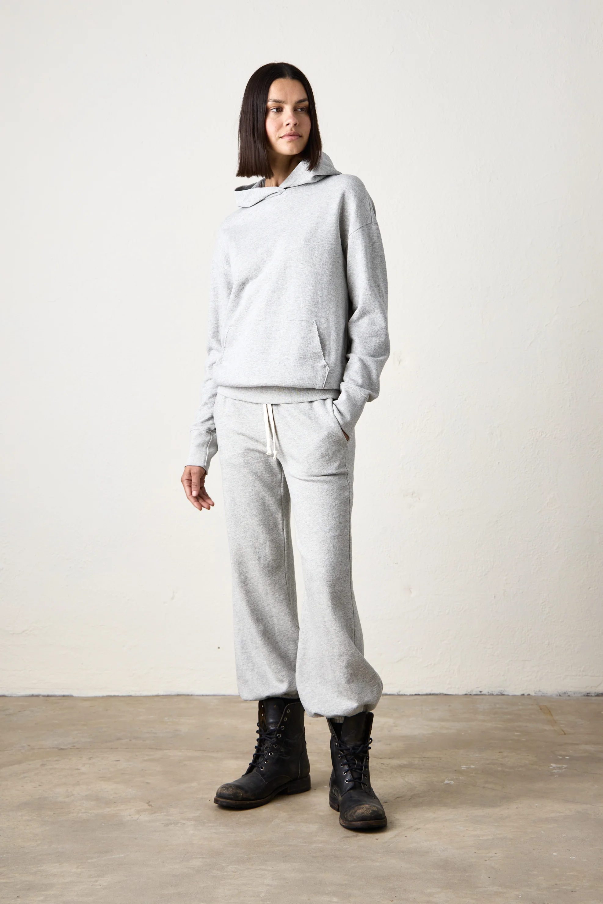 ELLIS RELAXED VINTAGE TERRY HOODY / HEATHER GREY - Renuaun