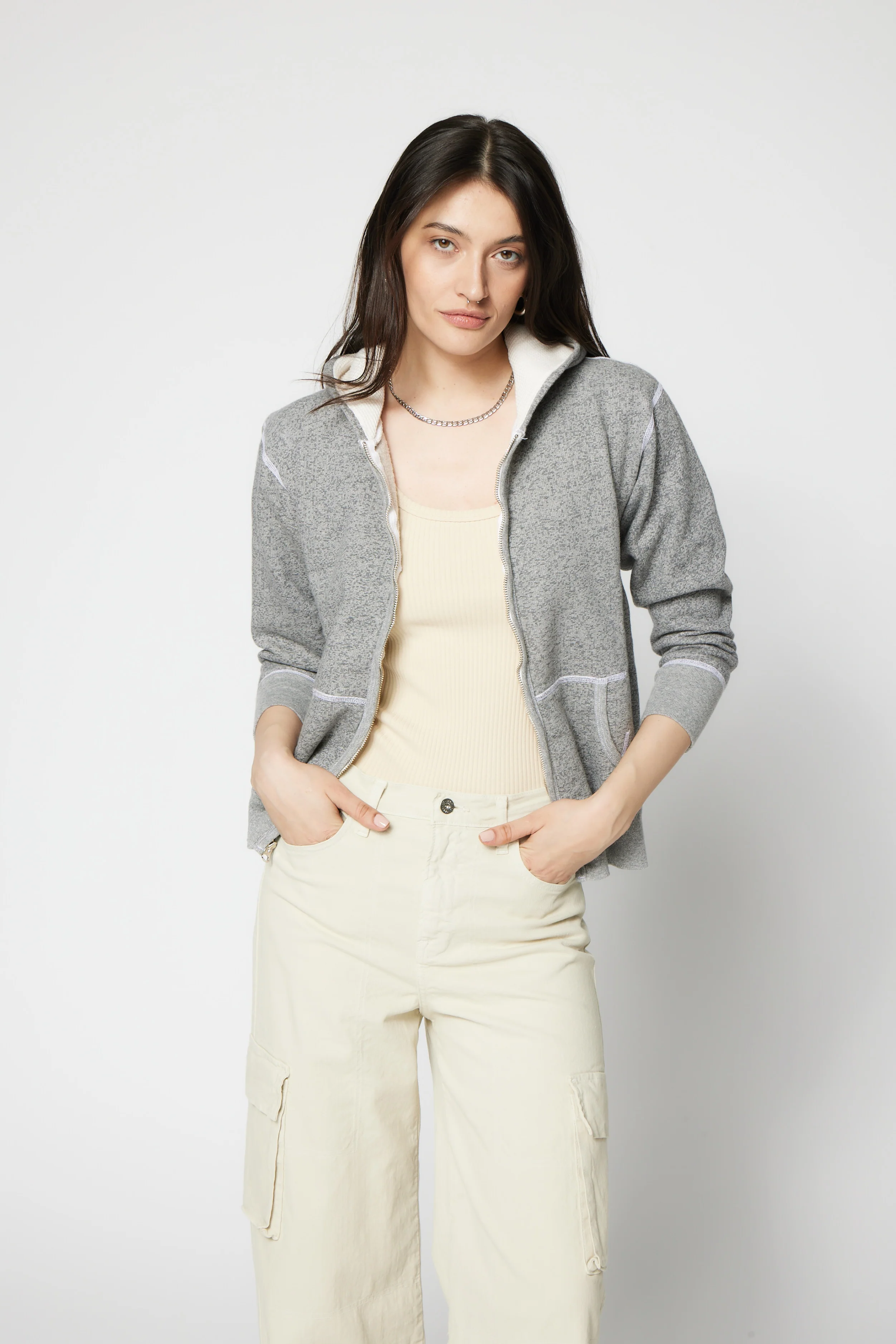 NSF SRPLS Shrunken Hoodie - Heather Gray - Renuaun