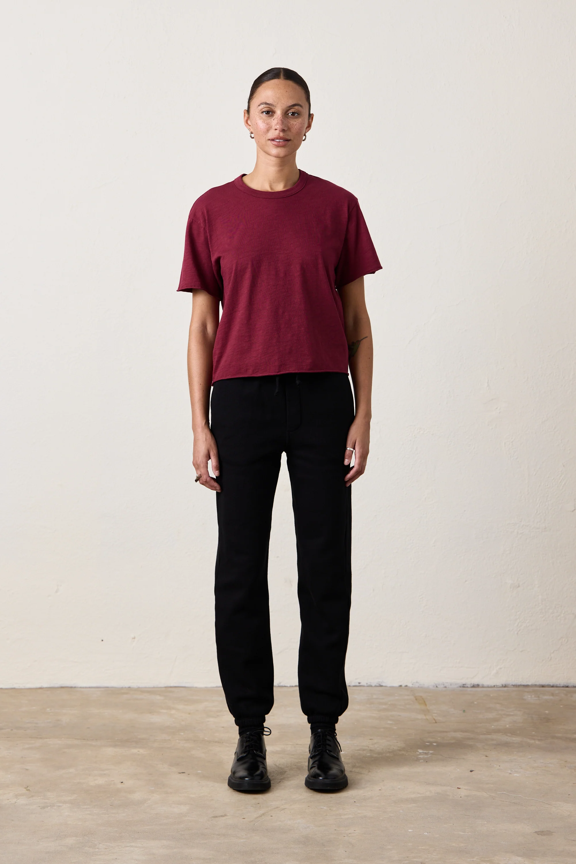 HARPER BOXY SLUB JERSEY TEE / DARK CHERRY - Renuaun