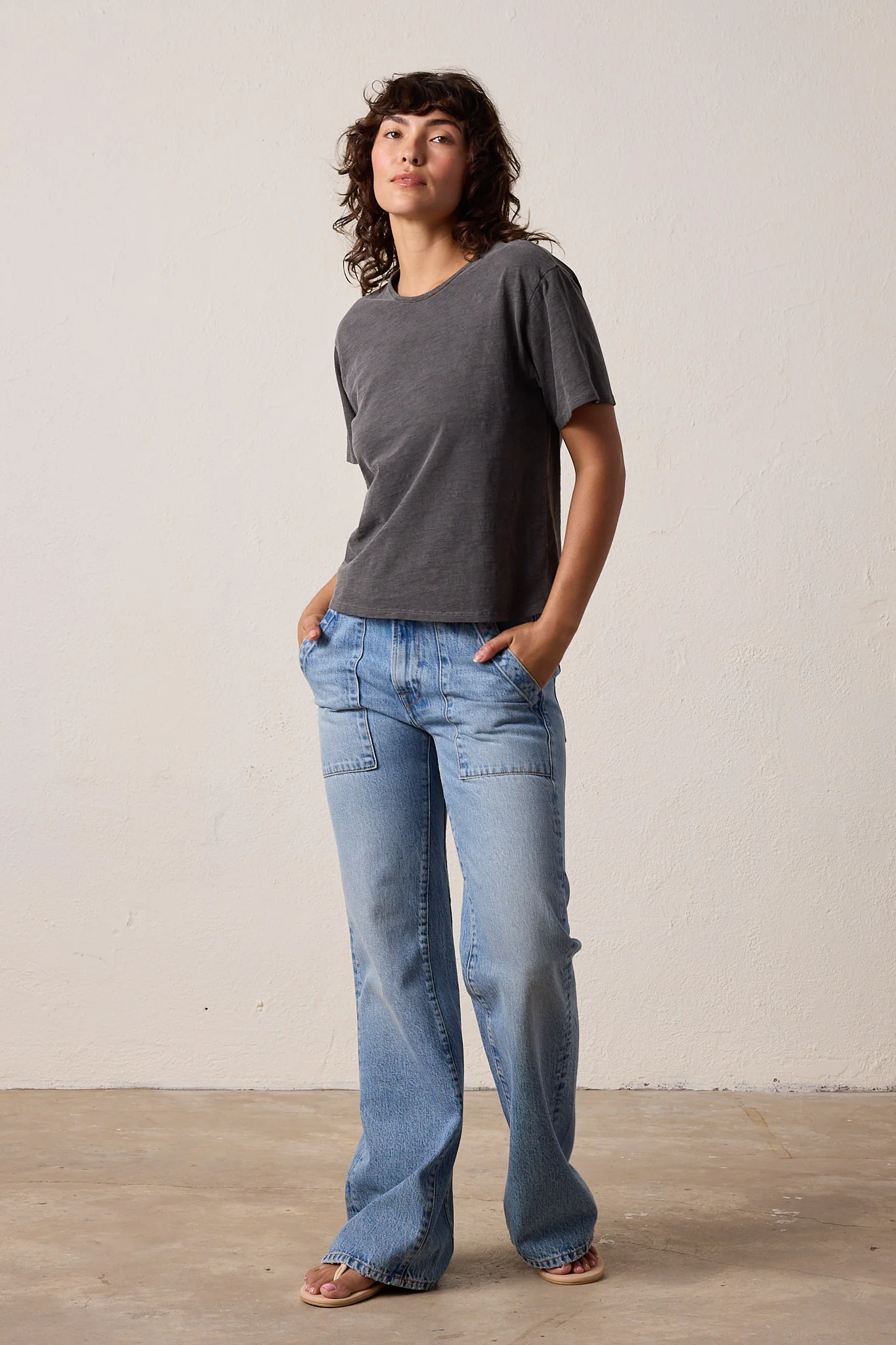 NSF Harper Boxy Slub Jersey Tee - Faded Black - Renuaun