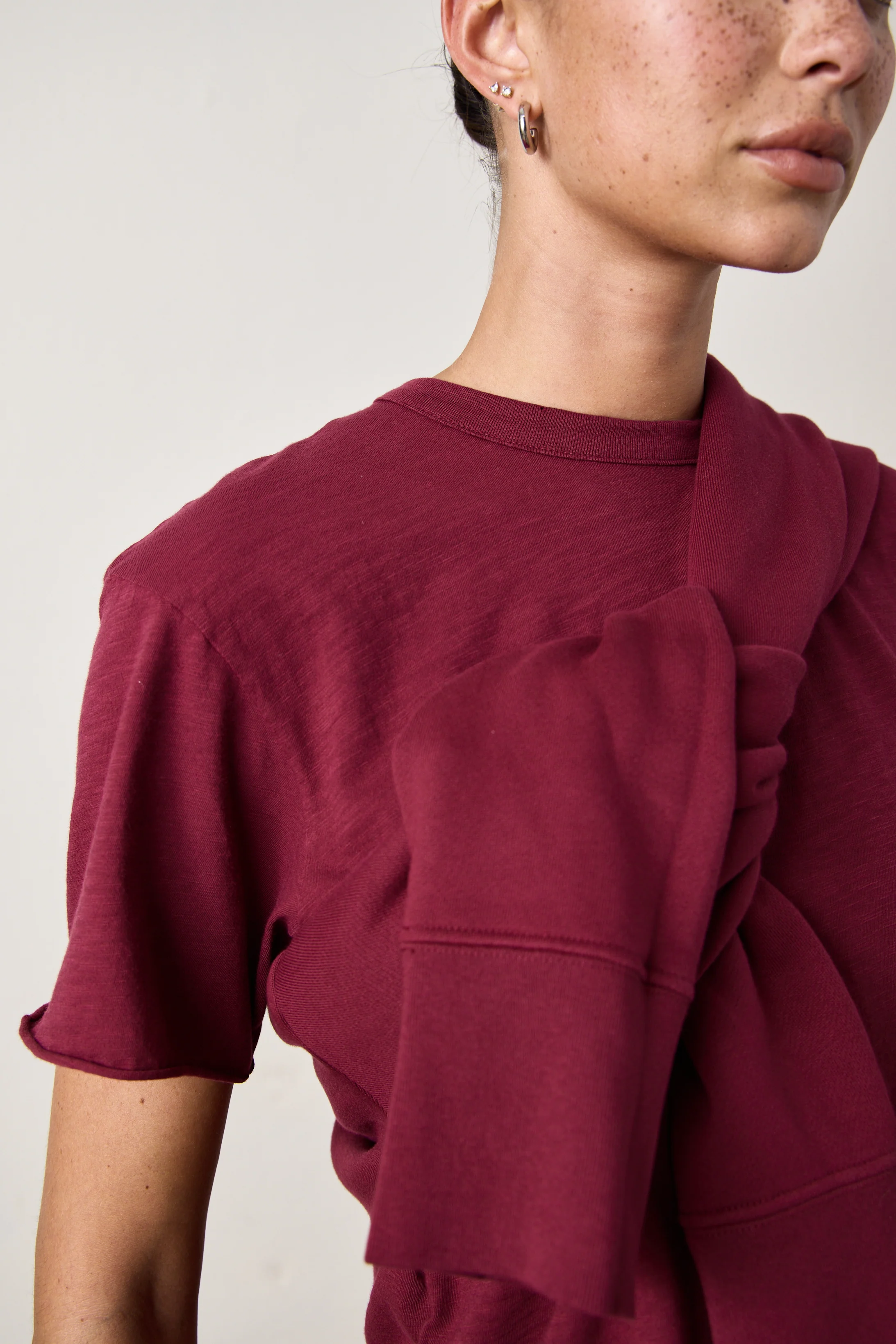HARPER BOXY SLUB JERSEY TEE / DARK CHERRY - Renuaun