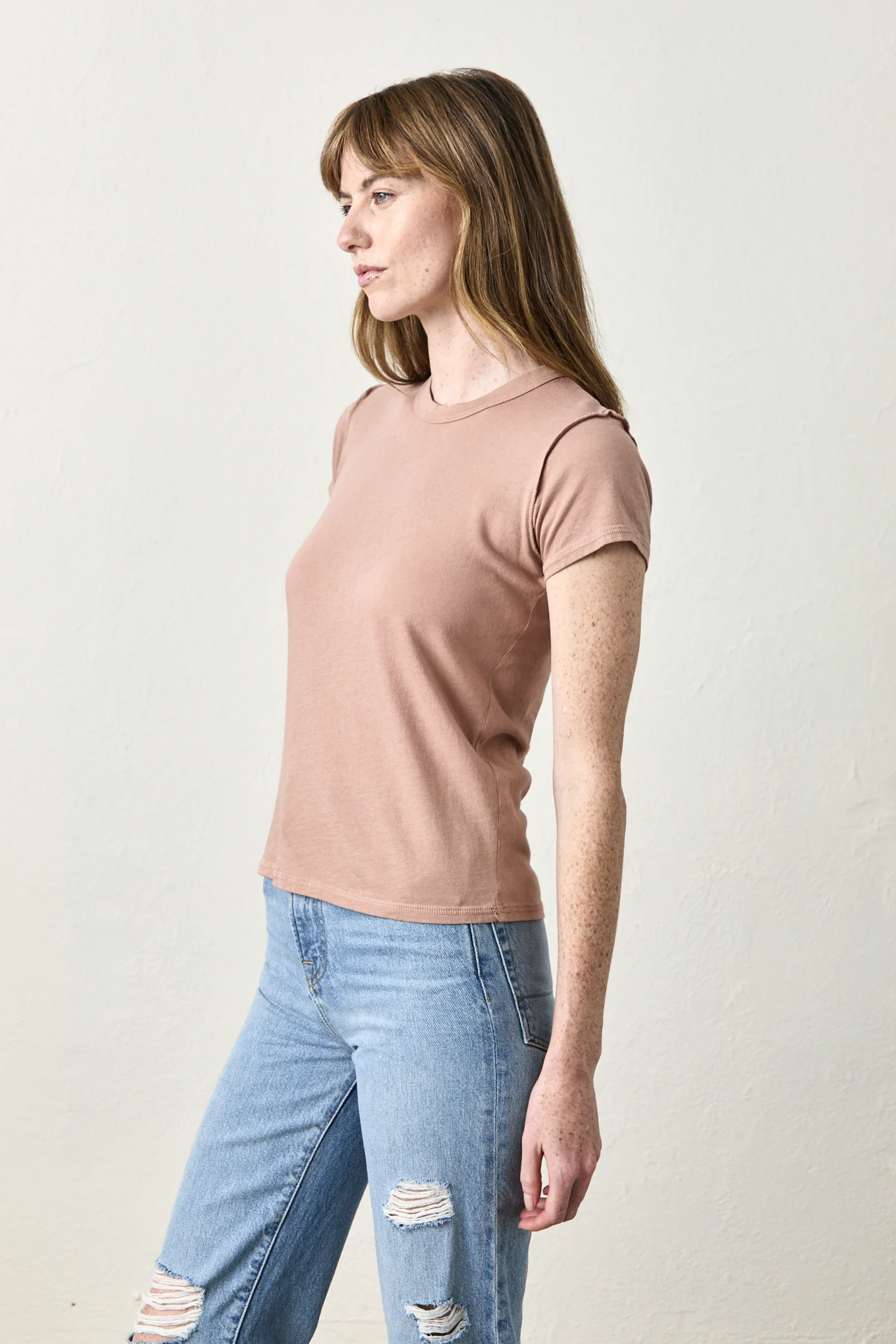 NSF Alessi Shrunken Fine Jersey Tee - Blush - Renuaun