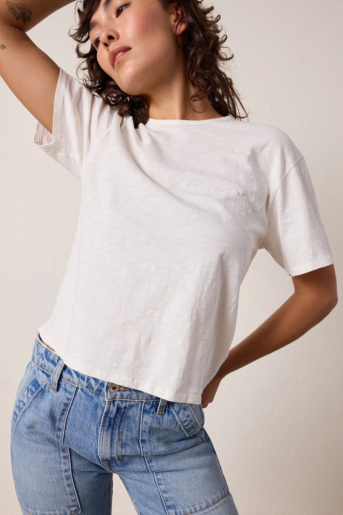 NSF Harper Boxy Slub Jersey Tee - Soft White - Renuaun