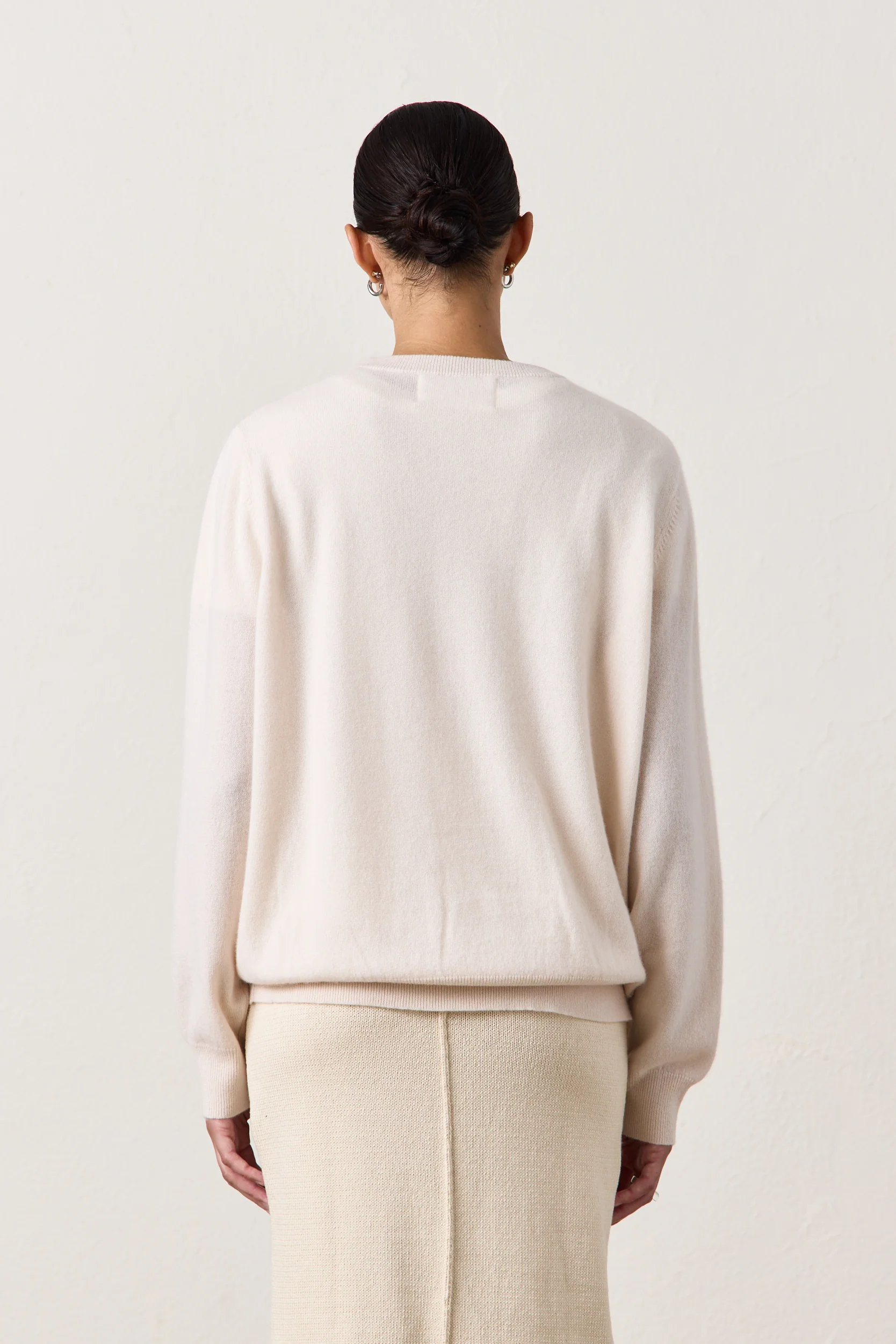 NSF X Jacquie Aiche Sweet Leaf Cashmere Crew - Feather - Renuaun