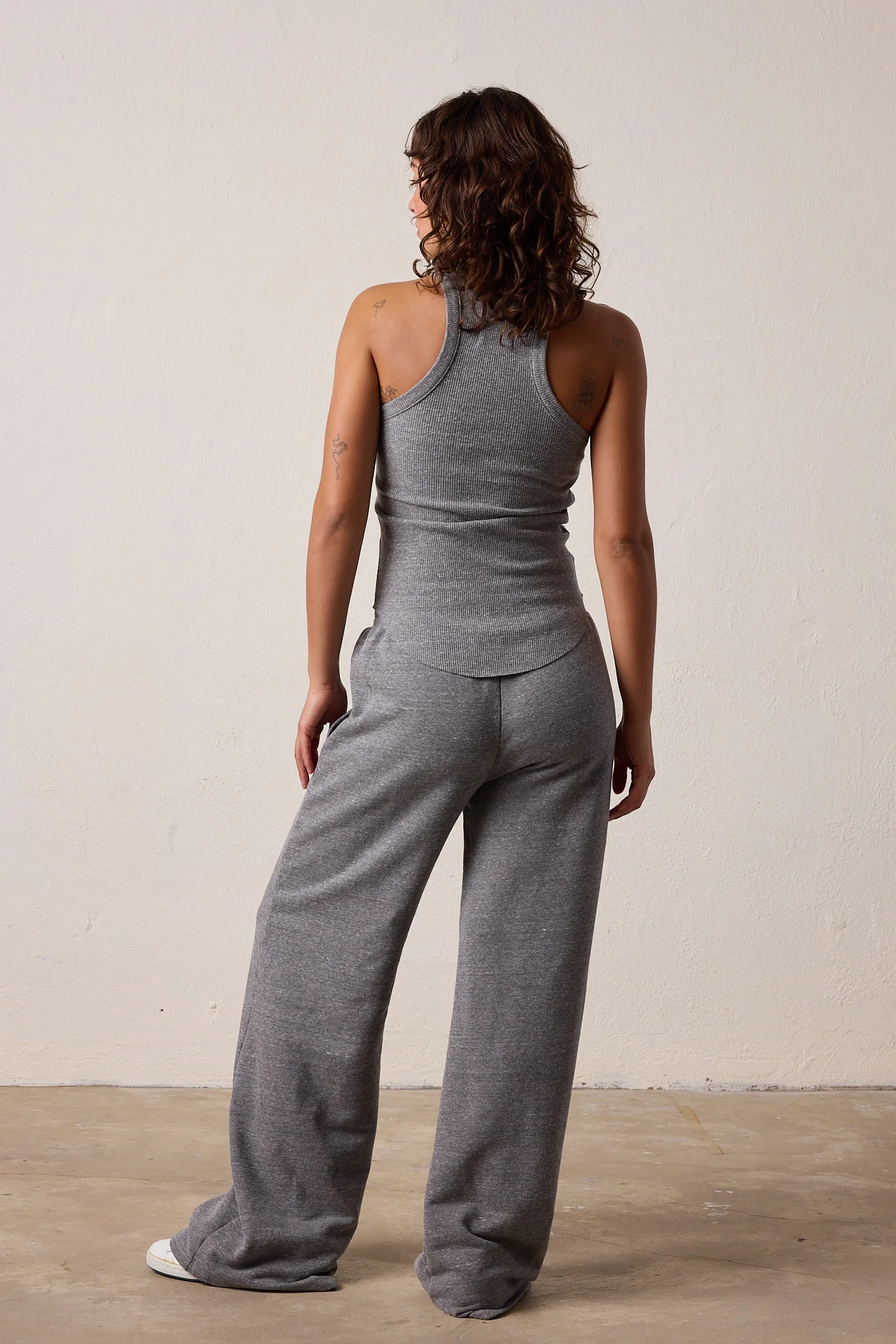 NSF Alexa Fitted Melange Rib Tank - Charcoal Heather Gray - Renuaun