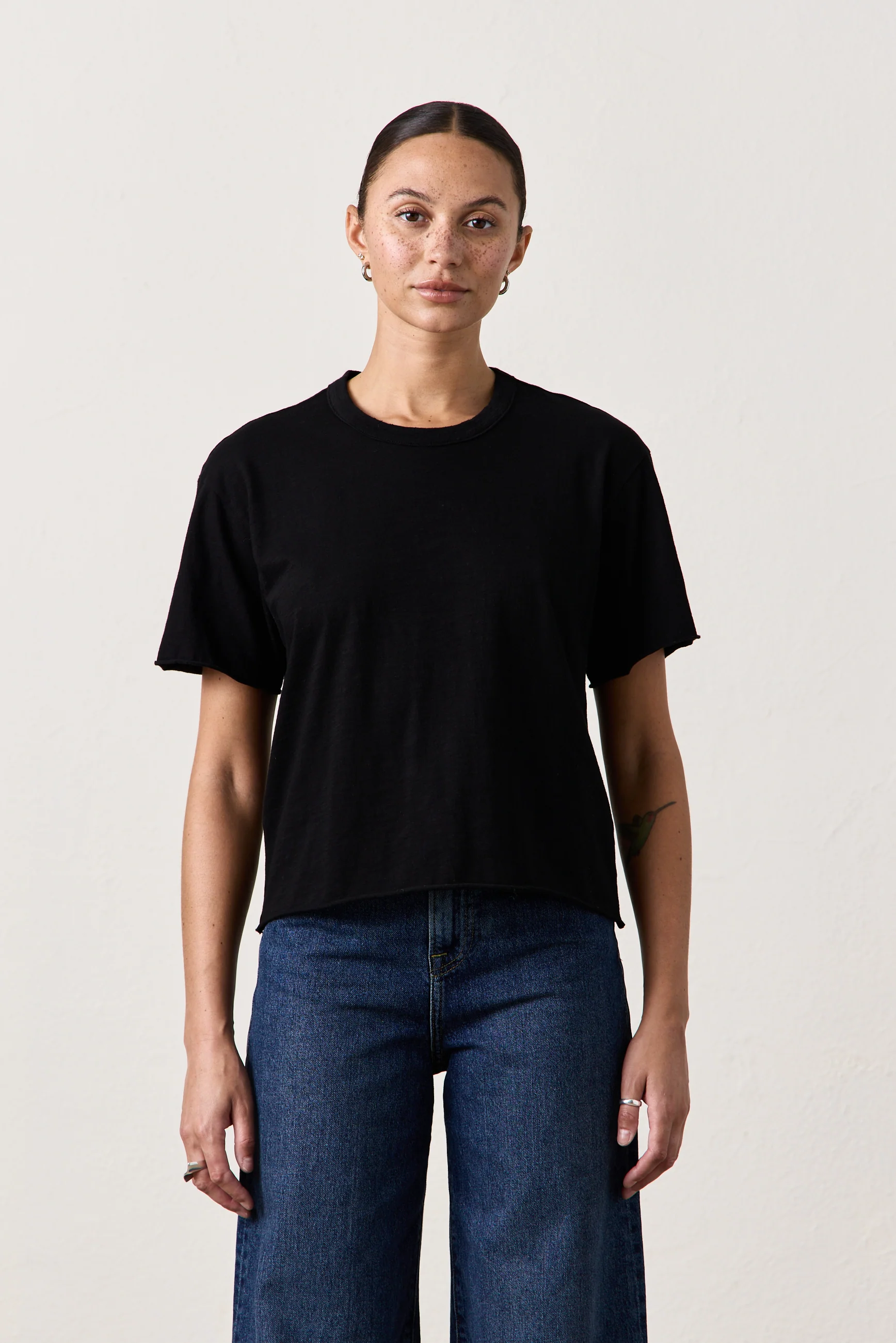 HARPER BOXY SLUB JERSEY TEE / BLACK - Renuaun