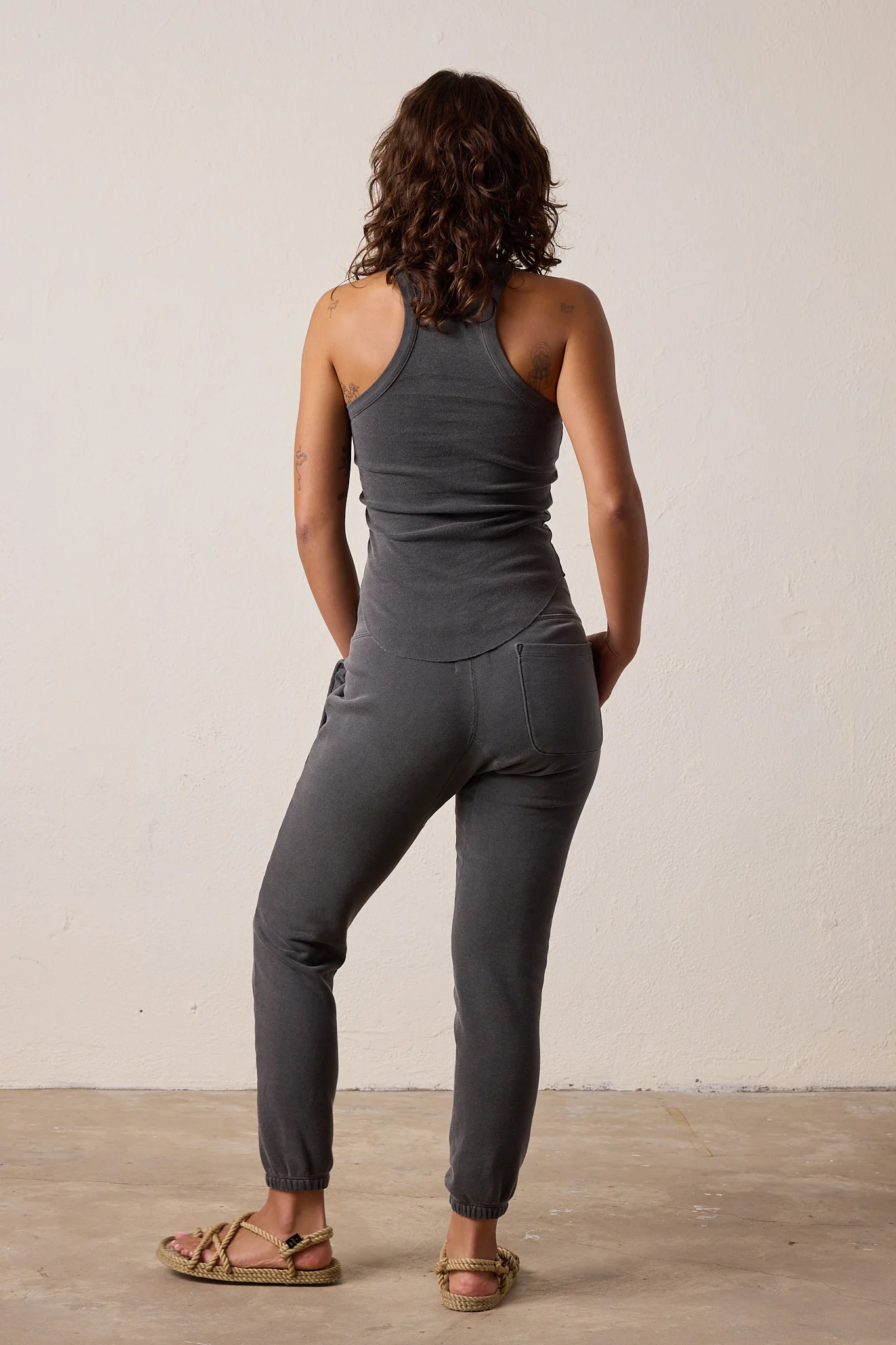 NSF Sayde Slim Loop Terry Sweatpant - Faded Black - Renuaun