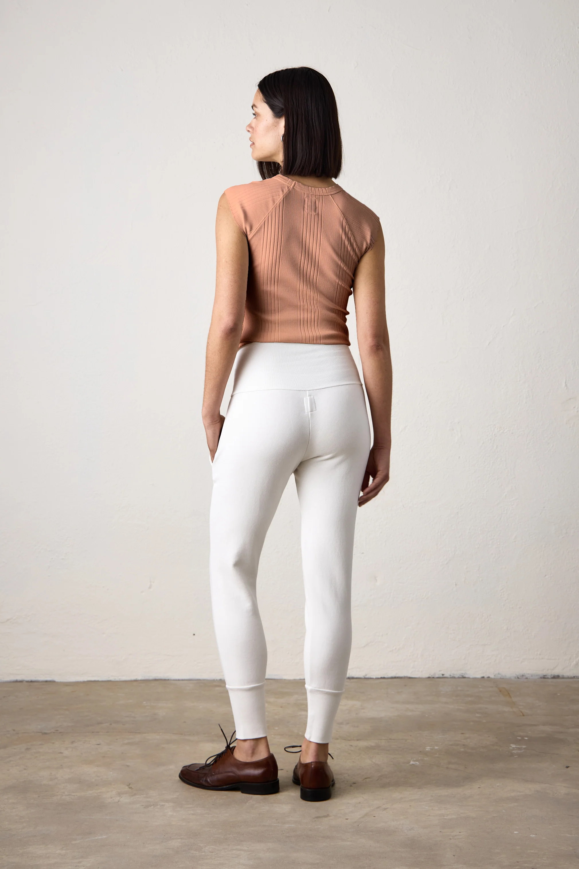 CHLOE FITTED VARIEGATED RIB TEE / ITALIAN CLAY - Renuaun