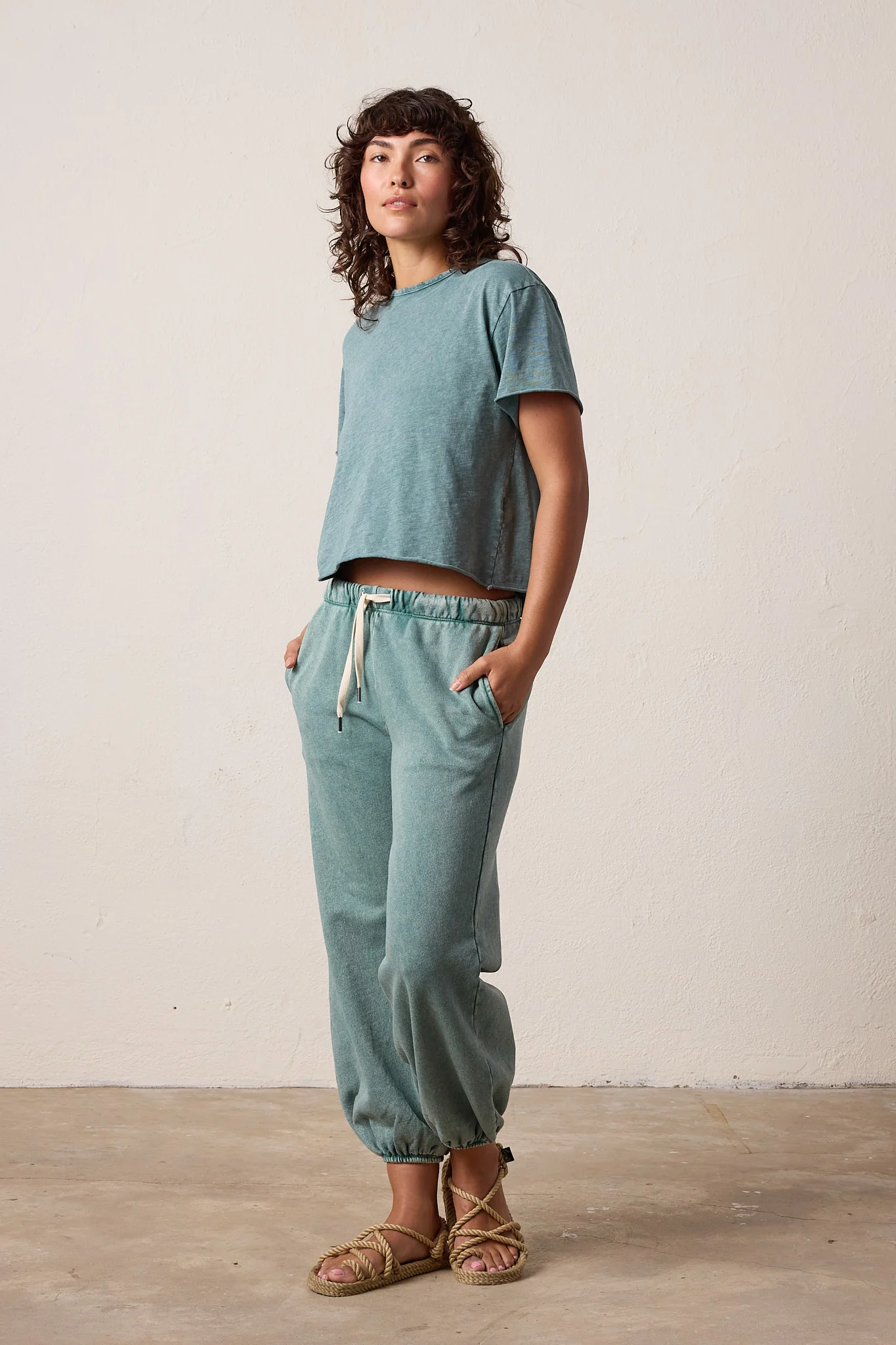 NSF Harper Boxy Slub Jersey Tee - Teal Perl Heather - Renuaun