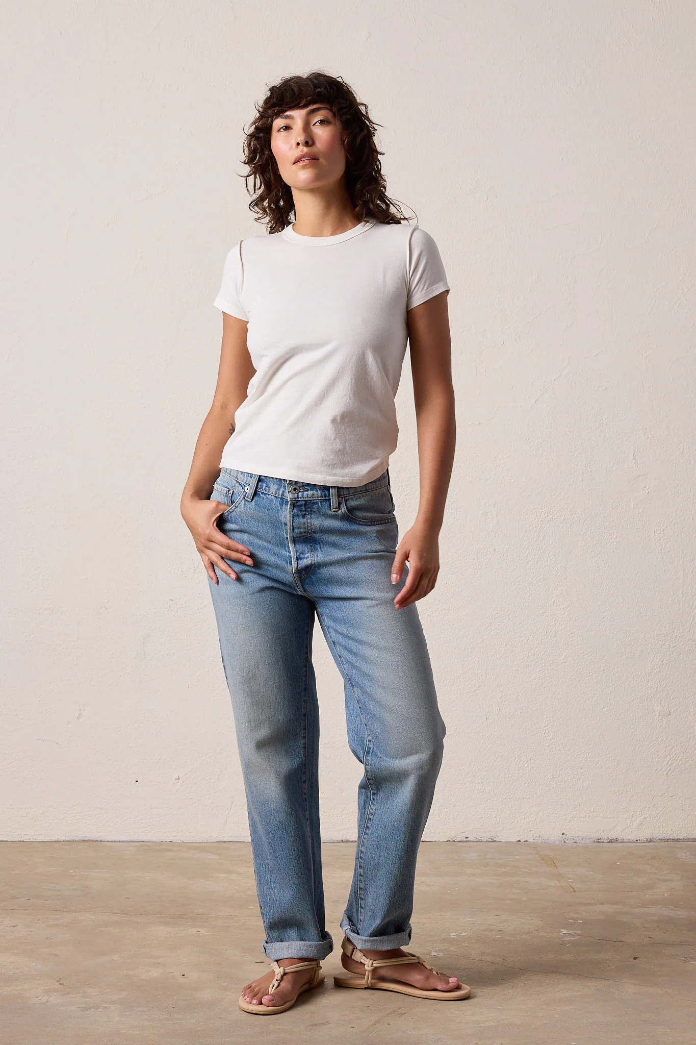 NSF Alessi Shrunken Fine Jersey Tee - Soft White - Renuaun